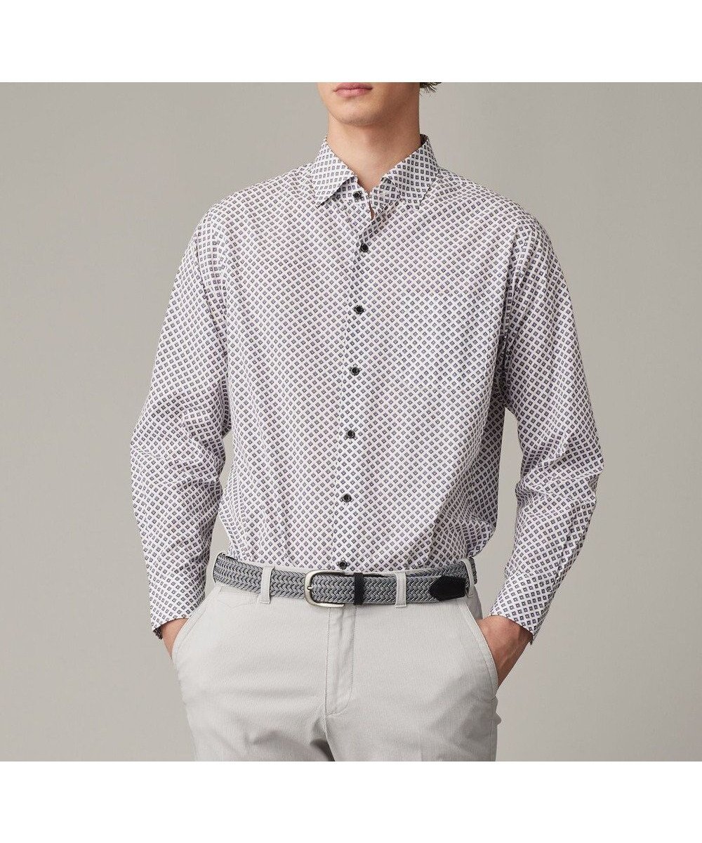 【ジョセフ アブード/JOSEPH ABBOUD / MEN】の【オーガニックコットン使用】ジオメトリックパターンシャツ インテリア・キッズ・メンズ・レディースファッション・服の通販 founy(ファニー) 　ファッション　Fashion　メンズファッション　MEN　トップス・カットソー　Tops/Tshirt/Men　シャツ　Shirts　オーガニック　Organic　フラット　Flat　プリント　Print　夏　Summer　春　Spring　S/S・春夏　Ss・Spring/Summer　羽織　Haori　ライラック系5|ID: prp329100004322118 ipo3291000000031575891