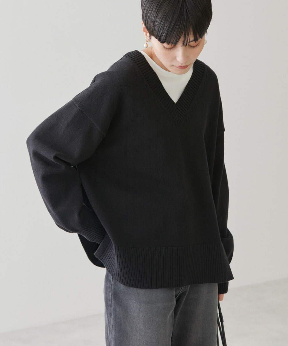 【アメリカンホリック/AMERICAN HOLIC】のVネックニットプルオーバー インテリア・キッズ・メンズ・レディースファッション・服の通販 founy(ファニー) 　ファッション　Fashion　レディースファッション　WOMEN　トップス・カットソー　Tops/Tshirt　ニット　Knit Tops　プルオーバー　Pullover　Vネック　V-Neck　シンプル　Simple　セーター　Sweater　フロント　Front　リラックス　Relax　ロング　Long　ワイド　Wide　夏　Summer　春　Spring　S/S・春夏　Ss・Spring/Summer　洗える　Washable　Black|ID: prp329100004334114 ipo3291000000031891808