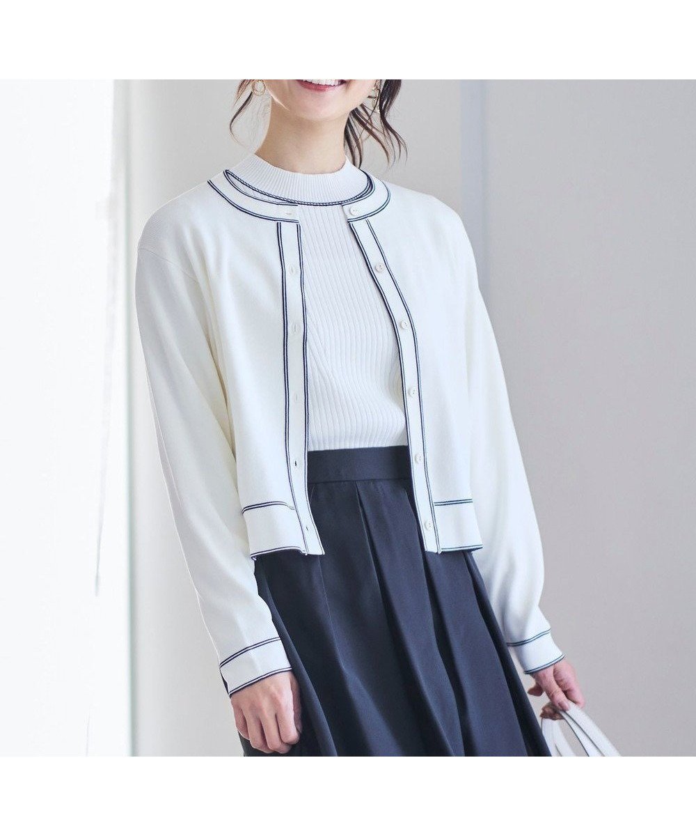 【エニィ スィス/any SiS】の【アンサンブル対応】バイカラーニット カーディガン 人気、トレンドファッション・服の通販 founy(ファニー) 　ファッション　Fashion　レディースファッション　Ladies' Fashion Online　トップス・カットソー　Tops/Tshirt　ニット　Knit Tops　カーディガン　Cardigans　アンサンブル　Knit Ensemble　アンサンブル　Ensemble　ウォッシャブル　Washable　春　Spring　カーディガン　Cardigan　シンプル　Simple　ストレッチ　Stretch　デニム　Denim　フロント　Front　S/S・春夏　Ss・Spring/Summer　おすすめ　Recommend　夏　Summer　エレガント 上品　Elegant　NEW・新作・新着・新入荷　New Arrivals　 other-1|ID: prp329100004334133 ipo3291000000032679030