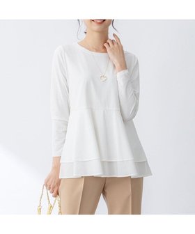 【組曲/KUMIKYOKU】 シャツコンビティアード ロングTシャツ人気、トレンドファッション・服の通販 founy(ファニー) ファッション Fashion レディースファッション Fashion for Women トップス・カットソー Cut & Sew Tops シャツ・ブラウス・オフィスカジュアル Elegant Blouses & Button-Ups ロングTシャツ・Tシャツ Longline T-Shirts & Tees カットソー・ベーシックTシャツ Cut-and-Sewn Tops / Stretch Tees & Basics カットソー Cut and Sewn Top カーディガン Cardigan, Knitwear シャーリング Shirring, Ruched ロング Long, Long-Length A/W・秋冬 Autumn/Winter S/S・春夏 SS, Spring/Summer, Warm Season 夏 Summer |ID:prp329100004336226