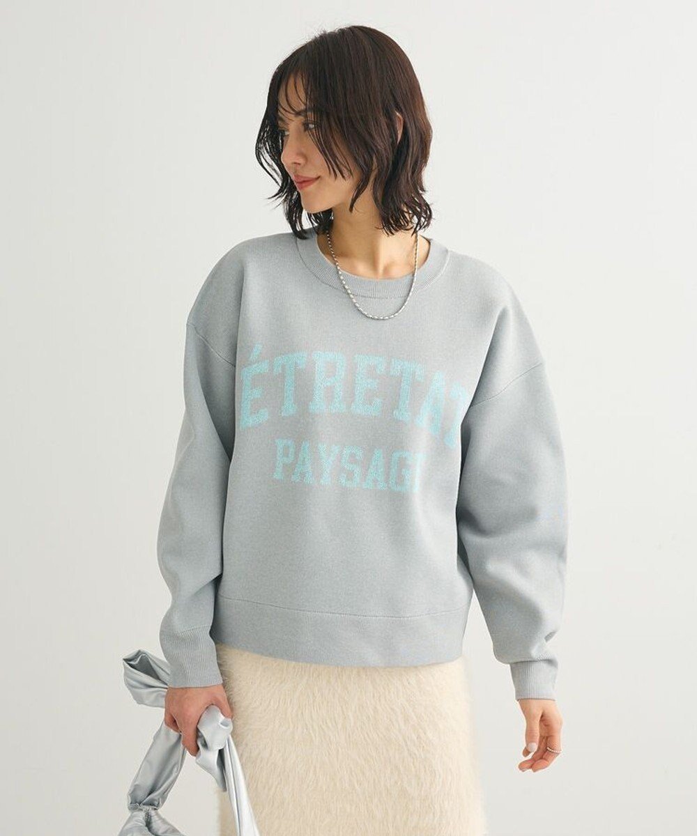 【グリーンパークス/Green Parks】のロゴラメニットプルオーバー インテリア・キッズ・メンズ・レディースファッション・服の通販 founy(ファニー) 　ファッション　Fashion　レディースファッション　Ladies' Fashion Online　トップス・カットソー　Tops/Tshirt　ニット　Knit Tops　プルオーバー　Pullover　おすすめ　Recommend　セーター　Sweater　フォルム　Form　ボトム　Bottom　ポケット　Pocket　夏　Summer　春　Spring　S/S・春夏　Ss・Spring/Summer　Gray|ID: prp329100004337570 ipo3291000000032681152