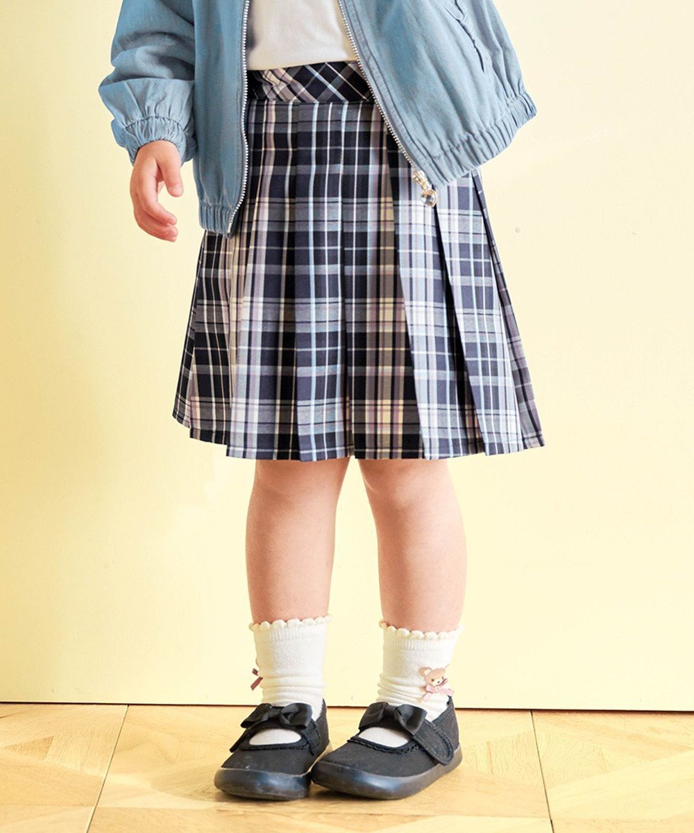 【エニファム/any FAM / KIDS】のプリーツ スカパン インテリア・キッズ・メンズ・レディースファッション・服の通販 founy(ファニー) 　ファッション　Fashion　キッズファッション　KIDS Children’s Clothing　インナー　Inner　春　Spring　ガーリー　Girly　チェック　Check　プリーツ　Pleats　プレート　Plate　ポケット　Pocket　無地　Plain Color　リボン　Ribbon　S/S・春夏　Ss・Spring/Summer　おすすめ　Recommend　夏　Summer　ネイビー×チェック|ID: prp329100004340173 ipo3291000000032633191