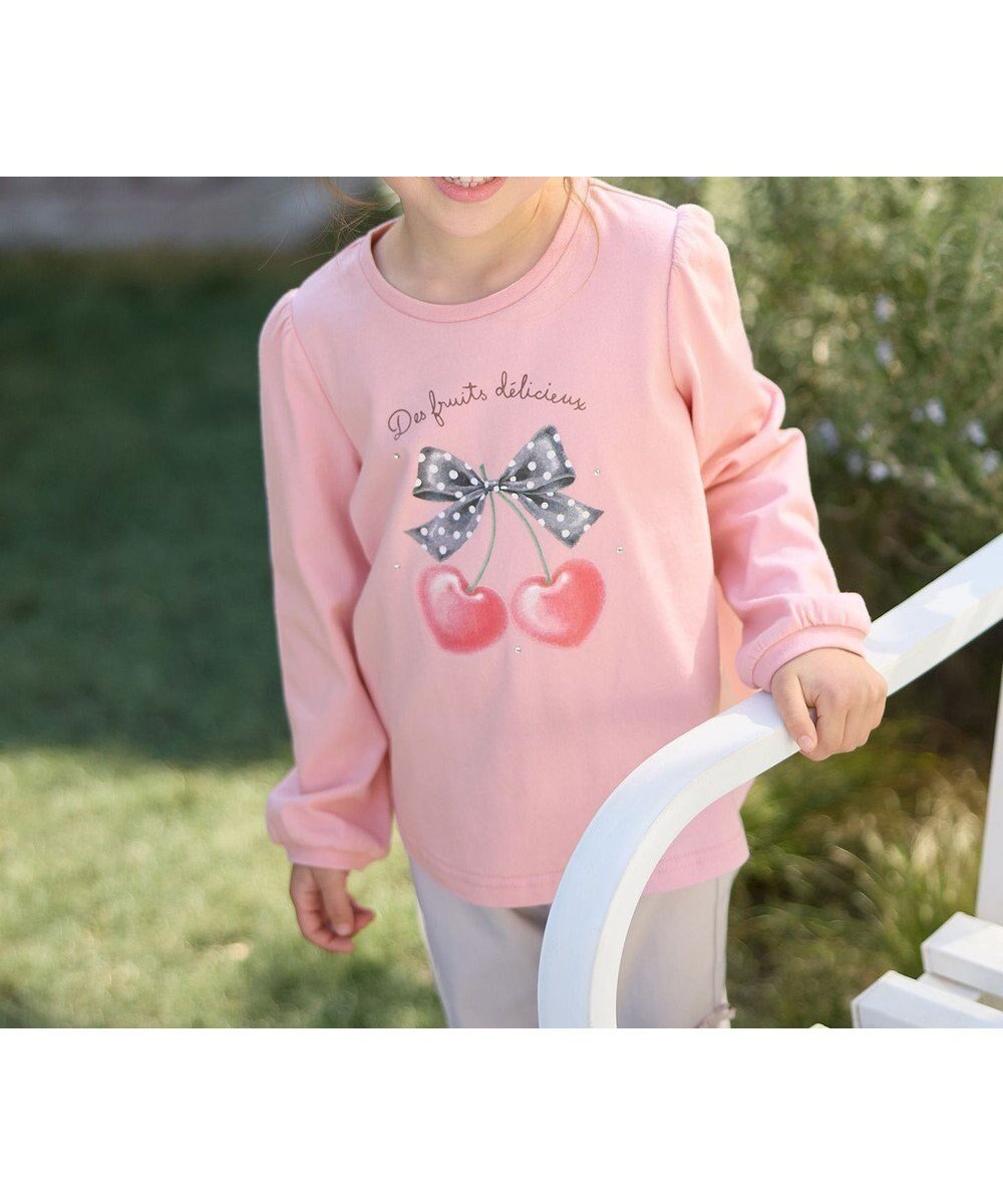 【エニファム/any FAM / KIDS】のガーリーアート 長袖Tシャツ インテリア・キッズ・メンズ・レディースファッション・服の通販 founy(ファニー) 　ファッション　Fashion　キッズファッション　KIDS　トップス・カットソー　Tops/Tees/Kids　春　Spring　カットソー　Cut And Sew　ネコ　Cat　ネックレス　Necklace　長袖　Long Sleeve　パール　Pearl　ポケット　Pocket　ラベンダー　Lavender　リボン　Ribbon　S/S・春夏　Ss・Spring/Summer　夏　Summer　ピンク(リボン×サクランボ)|ID: prp329100004340176 ipo3291000000030912702