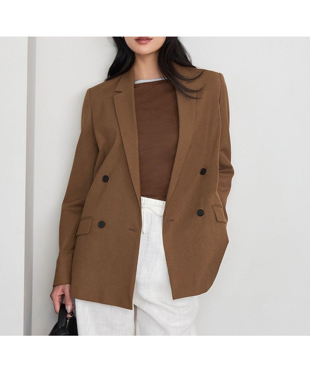【アイシービー/iCB】の【CLASSY.5月号掲載・接触冷感・UVケア・撥水・洗える】LooseWeave ダブルブレストジャケット インテリア・キッズ・メンズ・レディースファッション・服の通販 founy(ファニー) 　雑誌掲載アイテム　Magazine Items　ファッション雑誌　Fashion Magazines　クラッシィ　CLASSY.　ファッション　Fashion　レディースファッション　Ladies' Fashion Online　アウター　Coat Outerwear　ジャケット　Jackets　テーラードジャケット　Tailored Jackets　春　Spring　洗える　Washable　5月号　May Issue　シルク　Silk　ジャケット　Jacket　ストレッチ　Stretch　セットアップ　Set Up　雑誌　Magazine　定番　Standard　人気　Popularity　バランス　Balance　S/S・春夏　Ss・Spring/Summer　再入荷　Restock/Back In Stock/Re Arrival　夏　Summer　エレガント 上品　Elegant　2025年　2025　2025春夏・S/S　Ss,Spring/Summer,2025　ブラウン系|ID: prp329100004341769 ipo3291000000032650215