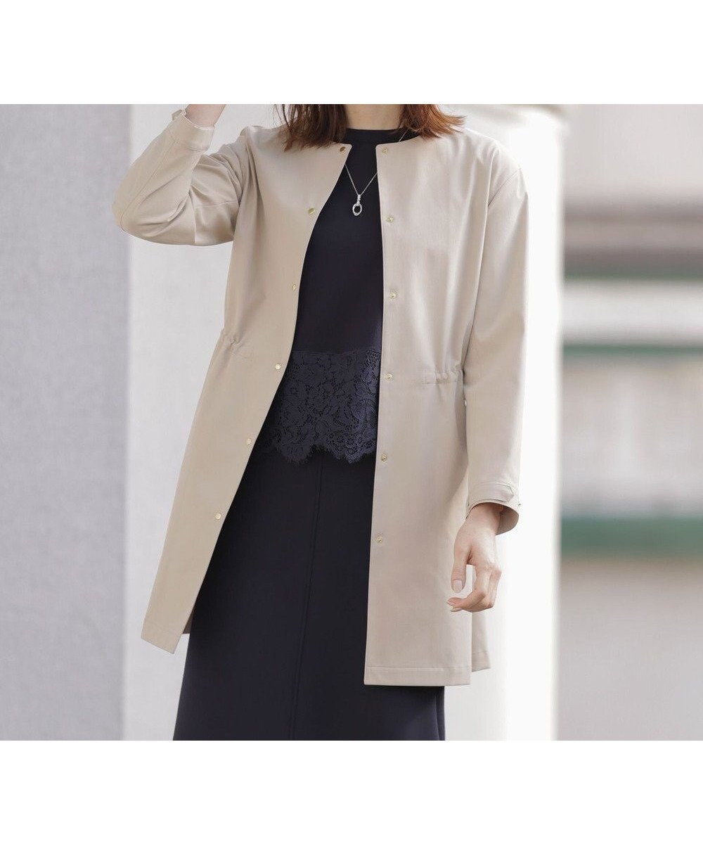 【ジェイ プレス/J.PRESS】の【洗える・撥水】ドライツイルストレッチ ノーカラー コート 人気、トレンドファッション・服の通販 founy(ファニー) 　ファッション　Fashion　レディースファッション　WOMEN　アウター　Coat Outerwear　コート　Coats　ジャケット　Jackets　インナー　Inner　春　Spring　洗える　Washable　カフス　Cuffs　ギャザー　Gather　ジャケット　Jacket　ストレッチ　Stretch　ドット　Dot　フィット　Fit　フロント　Front　S/S・春夏　Ss・Spring/Summer　夏　Summer　 other-1|ID: prp329100004341778 ipo3291000000031675378