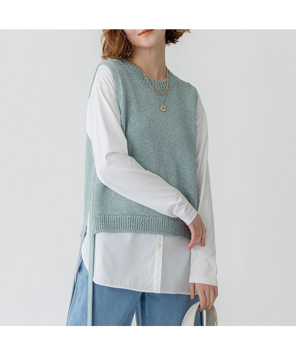 【23区/NIJYUSANKU】の【洗える】ブライトリリーヤーン ニット ベスト 人気、トレンドファッション・服の通販 founy(ファニー) 　ファッション　Fashion　レディースファッション　Fashion for Women　アウター　Coat / Outerwear Collection　トップス・カットソー　Cut & Sew Tops　ニット　Knit Tops & Sweaters　ベスト&ジレ / 重ね着スタイル　Vests & Gilets　2025年　2025　2025春夏・S/S　Spring/Summer 2025 SS25　イタリア　Italy　インナー　Innerwear　カットソー　Cut and Sewn Top　コレクション　Collection, Seasonal Line　スリット　Slit, Slit Detail　ドレープ　Drape, Draping Fabric　ベスト　Vest, Waistcoat　夏　Summer　春　Spring　S/S・春夏　SS, Spring/Summer, Warm Season　洗える　Machine Washable　 other-1|ID: prp329100004341808 ipo3291000000033630477