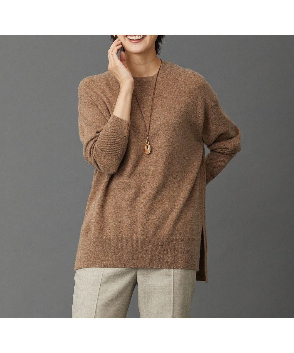 【ジェイ プレス/J.PRESS】の【洗える】CASHMERE BLEND クルーネック ニット インテリア・キッズ・メンズ・レディースファッション・服の通販 founy(ファニー) 　ファッション　Fashion　レディースファッション　WOMEN　トップス・カットソー　Tops/Tshirt　ニット　Knit Tops　カシミヤ　Cashmere　スリット　Slit　セーター　Sweater　フィット　Fit　ミックス　Mix　再入荷　Restock/Back In Stock/Re Arrival　洗える　Washable　A/W・秋冬　Aw・Autumn/Winter・Fw・Fall-Winter　ブラウン系|ID: prp329100004341944 ipo3291000000030295318