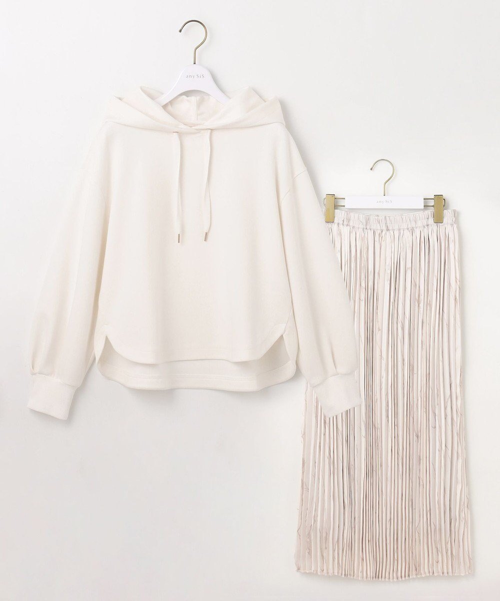 【エニィ スィス/any SiS】の【2SET】パーカー×マーブルプリントスカート セットアップ 人気、トレンドファッション・服の通販 founy(ファニー) 　ファッション　Fashion　レディースファッション　WOMEN　セットアップ　Setup　スカート　Skirt　エレガント 上品　Elegant　春　Spring　コンパクト　Compact　サテン　Satin　シンプル　Simple　セットアップ　Set Up　パーカー　Hoodie　プリント　Print　プリーツ　Pleats　マーブル　Marble　S/S・春夏　Ss・Spring/Summer　再入荷　Restock/Back In Stock/Re Arrival　おすすめ　Recommend　夏　Summer　旅行　Travel　 other-1|ID: prp329100004342871 ipo3291000000031929809