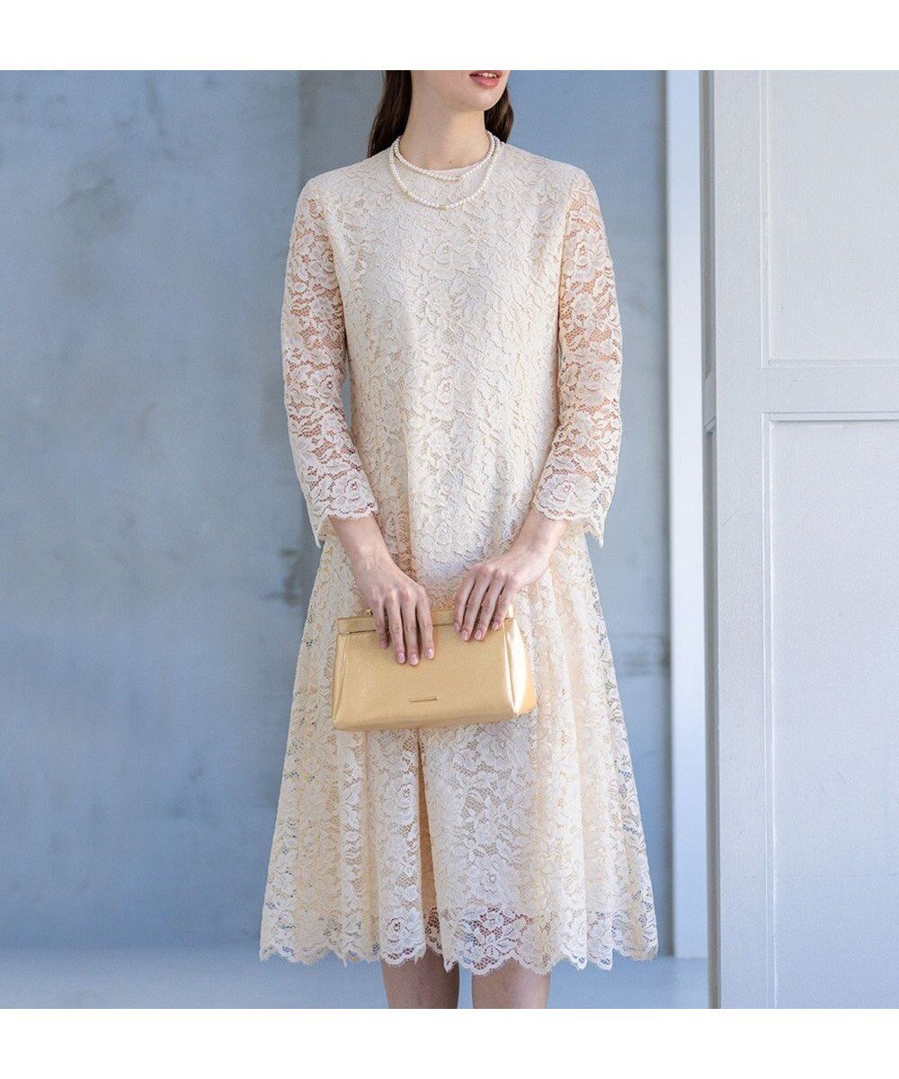 【23区/NIJYUSANKU】の【APPLAUDIR】シャイニーレース ドレス インテリア・キッズ・メンズ・レディースファッション・服の通販 founy(ファニー) 　ファッション　Fashion　レディースファッション　WOMEN　ワンピース　Dress　ドレス　Party Dresses　エレガント 上品　Elegant　春　Spring　ドレス　Dress　バランス　Balance　パーティ　Party　ミドル　Middle　モチーフ　Motif　ラッセル　Russell　レース　Race　S/S・春夏　Ss・Spring/Summer　再入荷　Restock/Back In Stock/Re Arrival　夏　Summer　結婚式　Wedding Ceremony　2025年　2025　2025春夏・S/S　Ss,Spring/Summer,2025　シャンパン|ID: prp329100004342997 ipo3291000000032401405