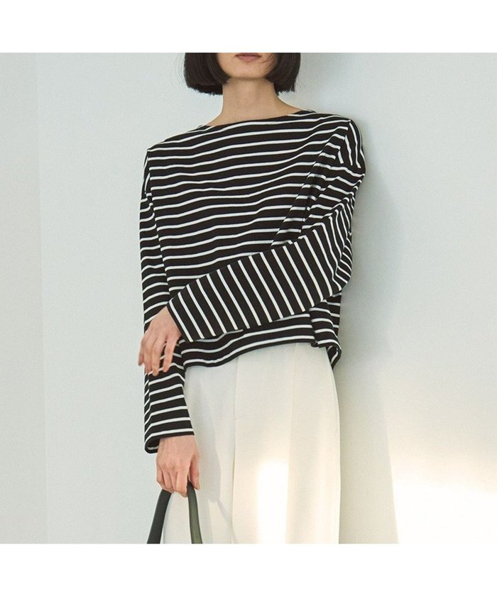 【アンフィーロ 自由区/UNFILO】の【抗菌防臭/ストレッチ】バックZIP ボーダーT インテリア・キッズ・メンズ・レディースファッション・服の通販 founy(ファニー) https://founy.com/ ファッション Fashion レディースファッション Fashion for Women トップス・カットソー Cut & Sew Tops シャツ・ブラウス・オフィスカジュアル Elegant Blouses & Button-Ups ロングTシャツ・Tシャツ Longline T-Shirts & Tees カットソー・ベーシックTシャツ Cut-and-Sewn Tops / Stretch Tees & Basics 春 Spring カットソー Cut and Sewn Top クロップド Cropped, Short Length 抗菌 Antibacterial, Bacteria-Resistant ストレッチ Stretch, Stretchy Fabric ボーダー Border, Stripe リラックス Relax, Relaxed Fit ワイド Wide, Wide Fit S/S・春夏 SS, Spring/Summer, Warm Season 夏 Summer エレガント 上品 Elegant |ID: prp329100004343012 ipo3291000000033553794