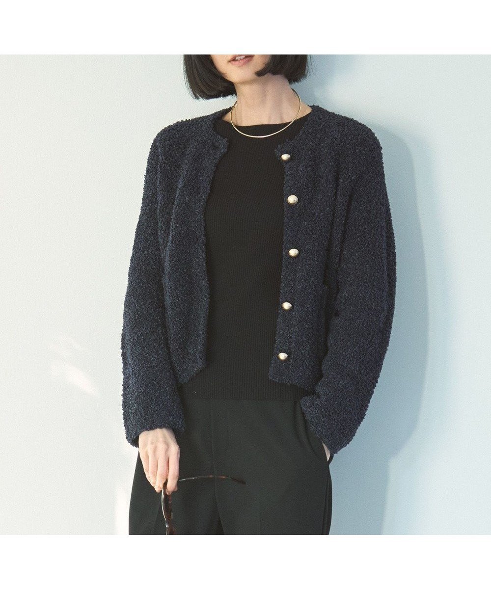 【アンフィーロ 自由区/UNFILO】のテープフリンジニット カーディガン インテリア・キッズ・メンズ・レディースファッション・服の通販 founy(ファニー) ファッション Fashion レディースファッション Fashion for Women トップス・カットソー Cut & Sew Tops ニット Knit Tops & Sweaters カーディガン・羽織り Layered Style Cardigans ウォッシャブル Machine Washable カーディガン Cardigan, Knitwear コンパクト Compact, Small Size ジャケット Jacket, Outerwear ストレッチ Stretch, Stretchy Fabric ツイード/ツィード Choker, Choker Necklace エレガント 上品 Elegant 夏 Summer 春 Spring S/S・春夏 SS, Spring/Summer, Warm Season ネイビー|ID: prp329100004343018 ipo3291000000033441784