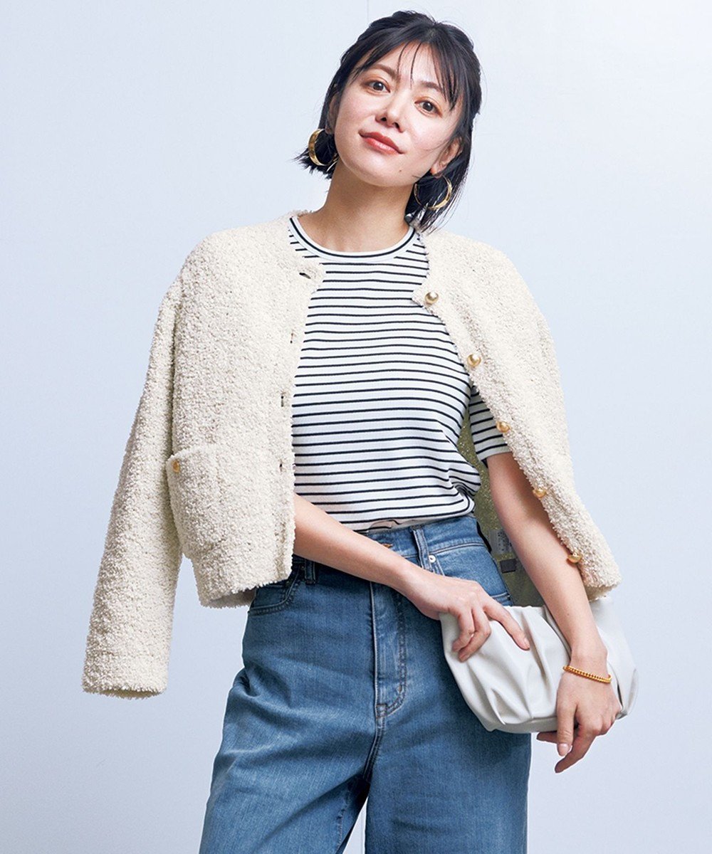 【アンフィーロ 自由区/UNFILO】のテープフリンジニット カーディガン 人気、トレンドファッション・服の通販 founy(ファニー) 　ファッション　Fashion　レディースファッション　Fashion for Women　トップス・カットソー　Cut & Sew Tops　ニット　Knit Tops & Sweaters　カーディガン・羽織り　Layered Style Cardigans　ウォッシャブル　Machine Washable　カーディガン　Cardigan, Knitwear　コンパクト　Compact, Small Size　ジャケット　Jacket, Outerwear　ストレッチ　Stretch, Stretchy Fabric　ツイード／ツィード　Choker, Choker Necklace　エレガント 上品　Elegant　夏　Summer　春　Spring　S/S・春夏　SS, Spring/Summer, Warm Season　 other-1|ID: prp329100004343018 ipo3291000000035625881