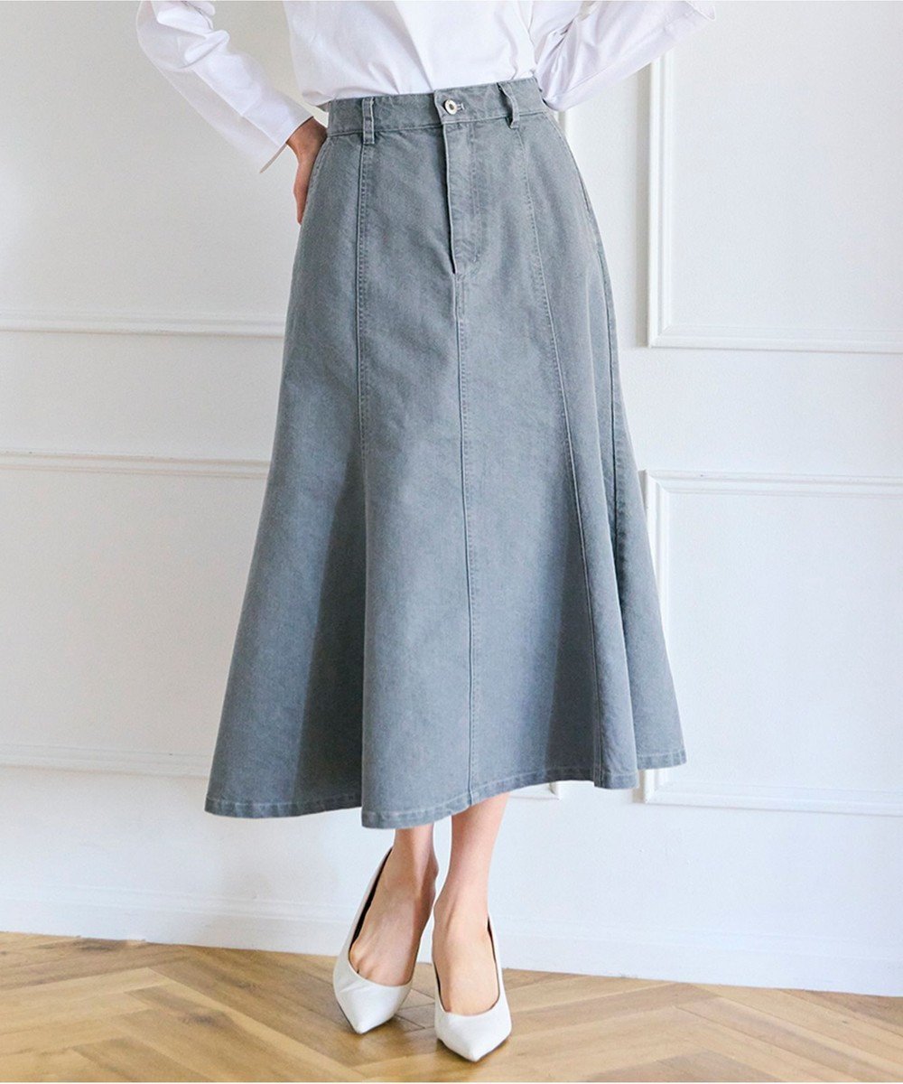 【フェルゥ/Feroux】の【洗える】フレアレディーデニム スカート インテリア・キッズ・メンズ・レディースファッション・服の通販 founy(ファニー) 　ファッション　Fashion　レディースファッション　Ladies' Fashion Online　スカート　Skirt　デニムスカート　Denim Skirts　ショート　Short　シンプル　Simple　ストレッチ　Stretch　スニーカー　Sneakers　デニム　Denim　フェミニン　Feminine　フレア　Flare　エレガント 上品　Elegant　夏　Summer　S/S・春夏　Ss・Spring/Summer　洗える　Washable　A/W・秋冬　Aw・Autumn/Winter・Fw・Fall-Winter　ライトグレー系|ID: prp329100004343026 ipo3291000000032659757