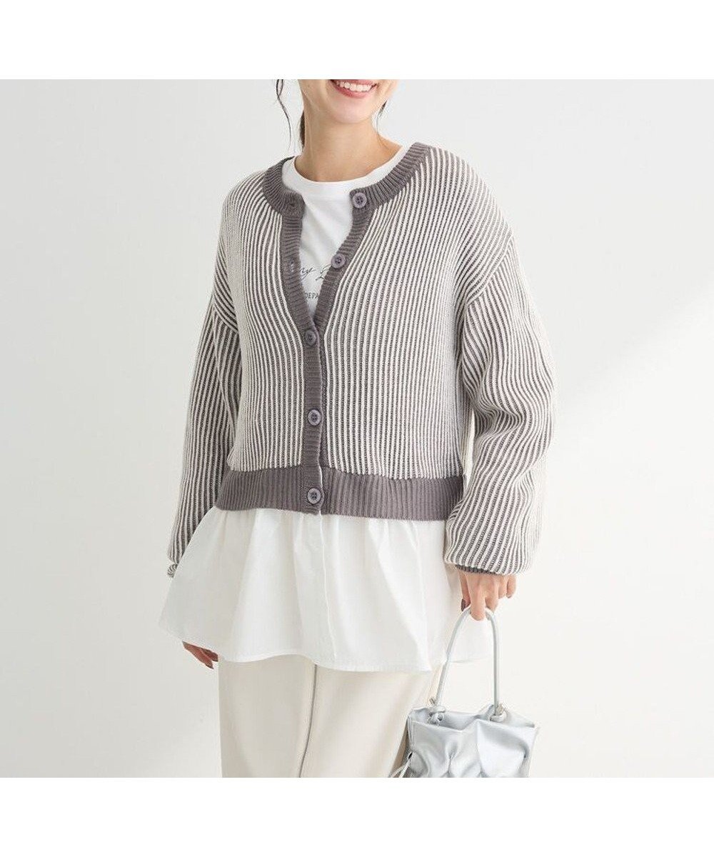 【グリーンパークス/Green Parks】の配色リブドッキングチュニック 人気、トレンドファッション・服の通販 founy(ファニー) 　ファッション　Fashion　レディースファッション　Fashion for Women　ワンピース　Dresses　チュニック　Tunic Tops & Dresses　おすすめ　Recommended / Our Picks　カーディガン　Cardigan, Knitwear　チュニック　Tunic, Long Top　ドッキング　Docking, Mixed Material　フェミニン　Feminine, Girly　ポケット　Pocket, Pocket Detail　リブニット　Rib Knit, Ribbed Knit　夏　Summer　春　Spring　S/S・春夏　SS, Spring/Summer, Warm Season　 other-1|ID: prp329100004348288 ipo3291000000032734277