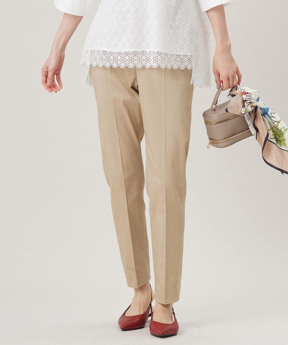 【自由区/JIYU-KU】の【UVカット・接触冷感・洗える】コットンサテンテーパード パンツ インテリア・キッズ・メンズ・レディースファッション・服の通販 founy(ファニー) 　ファッション　Fashion　レディースファッション　Fashion for Women　パンツ　Pants & Trousers　サテン　Satin, Glossy Fabric　ジャケット　Jacket, Outerwear　ストレッチ　Stretch, Stretchy Fabric　センター　Center, Center Line　フィット　Fit, Slim Fit　ビジネス 仕事 通勤　Business / Work / Commuting　夏　Summer　春　Spring　S/S・春夏　SS, Spring/Summer, Warm Season　洗える　Machine Washable　ベージュ|ID: prp329100004348297 ipo3291000000033710847