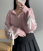 【ウィゴー/WEGO】のラインリボンダブルジップニットパーカー ピンク|ID: prp329100004353835 ipo3291000000030406039