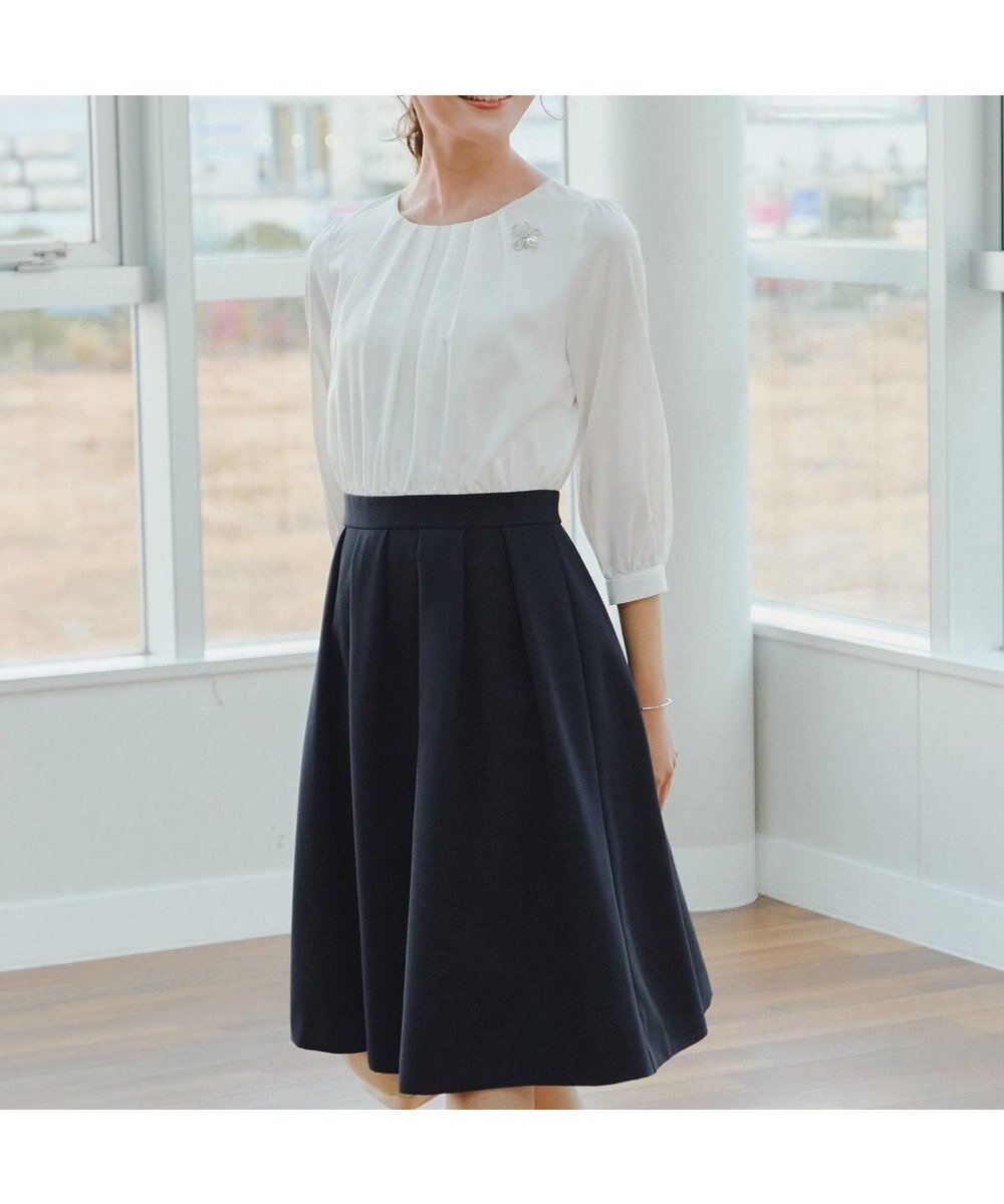 【ティアクラッセ/Tiaclasse】の【ダブルクロス】シフォンドッキングワンピース 人気、トレンドファッション・服の通販 founy(ファニー) 　ファッション　Fashion　レディースファッション　Ladies' Fashion Online　ワンピース　Dress　アクセサリー　Accessories　ウォッシャブル　Washable　春　Spring　洗える　Washable　秋　Autumn/Fall　ジャケット　Jacket　ストレッチ　Stretch　ダブル　Double　ドッキング　Docking　人気　Popularity　長袖　Long Sleeve　フィット　Fit　フェミニン　Feminine　フォーマル　Formal　フレア　Flare　ポケット　Pocket　無地　Plain Color　ラウンド　Round　冬　Winter　A/W・秋冬　Aw・Autumn/Winter・Fw・Fall-Winter　S/S・春夏　Ss・Spring/Summer　おすすめ　Recommend　夏　Summer　入学式　Entrance Ceremony　卒業式　Graduation Ceremony　ビジネス 仕事 通勤　Business　 other-1|ID: prp329100004353837 ipo3291000000032659005