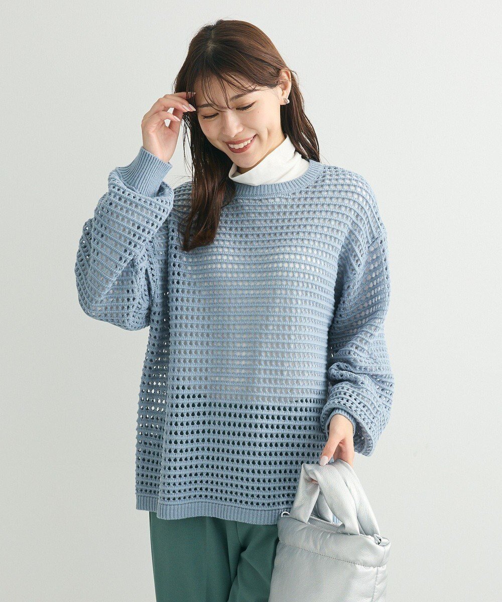 【グリーンパークス/Green Parks】のメッシュニットチュニック インテリア・キッズ・メンズ・レディースファッション・服の通販 founy(ファニー) 　ファッション　Fashion　レディースファッション　Fashion for Women　ワンピース　Dresses　チュニック　Tunic Tops & Dresses　チュニック　Tunic, Long Top　ポケット　Pocket, Pocket Detail　夏　Summer　春　Spring　S/S・春夏　SS, Spring/Summer, Warm Season　Sax|ID: prp329100004355507 ipo3291000000032670711