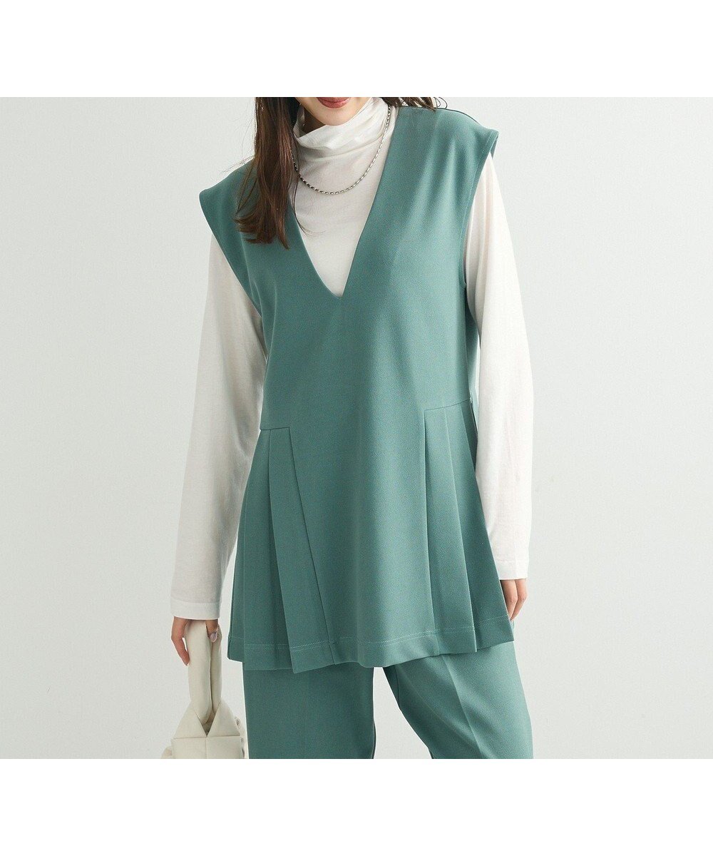 【グリーンパークス/Green Parks】の・Petit Fleur サイドプリーツベスト インテリア・キッズ・メンズ・レディースファッション・服の通販 founy(ファニー) 　ファッション　Fashion　レディースファッション　WOMEN　アウター　Coat Outerwear　トップス・カットソー　Tops/Tshirt　ベスト/ジレ　Gilets/Vests　おすすめ　Recommend　アンサンブル　Ensemble　シンプル　Simple　フレア　Flare　フロント　Front　プリーツ　Pleats　ベスト　Vest　ポケット　Pocket　エレガント 上品　Elegant　夏　Summer　春　Spring　S/S・春夏　Ss・Spring/Summer　Green|ID: prp329100004357447 ipo3291000000031863493