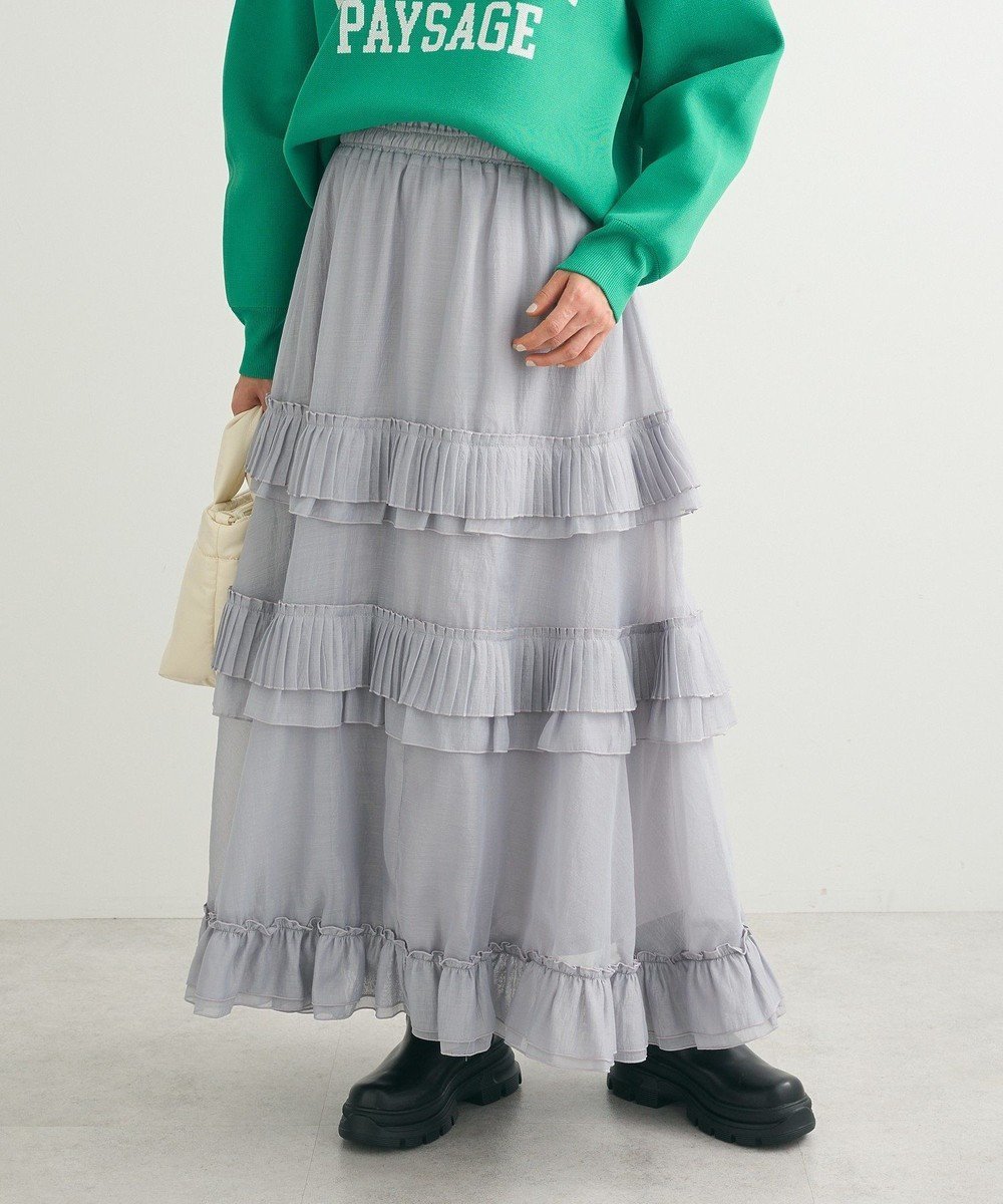 【グリーンパークス/Green Parks】の・ELENCARE DUE プリーツフリルシアースカート インテリア・キッズ・メンズ・レディースファッション・服の通販 founy(ファニー) 　ファッション　Fashion　レディースファッション　Fashion for Women　スカート　Skirts　シアー　Sheer, See-Through　プリーツ　Pleats, Pleated　ポケット　Pocket, Pocket Detail　夏　Summer　春　Spring　S/S・春夏　SS, Spring/Summer, Warm Season　Gray|ID: prp329100004357453 ipo3291000000032569820