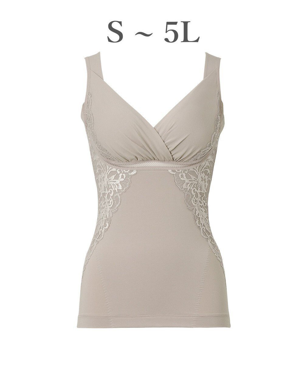 【ブラデリス ニューヨーク/BRADELIS New York】の【BRADELIS NewYork peace】綿混キャッチャーカップレースブラキャミ24 これ1枚でバストもお腹も程よく補正 綿混素材の補正下着 ボディスーツ インテリア・キッズ・メンズ・レディースファッション・服の通販 founy(ファニー) 　ファッション　Fashion　レディースファッション　WOMEN　トップス・カットソー　Tops/Tshirt　キャミソール / ノースリーブ　No Sleeves　下着・ランジェリー　Underwear　アンダーウェア　Underwear　アンダー　Under　インナー　Inner　シェイプ　Shape　ショーツ　Shorts　スーツ　Suit　スーピマ　Supima　タンク　Tank　なめらか　Smooth　パターン　Pattern　フィット　Fit　フラット　Flat　モチーフ　Motif　ランジェリー　Lingerie　レース　Race　ワイヤー　Wire　おすすめ　Recommend　筋トレ・ボディメイク　Training　トープ|ID: prp329100004357472 ipo3291000000030731566