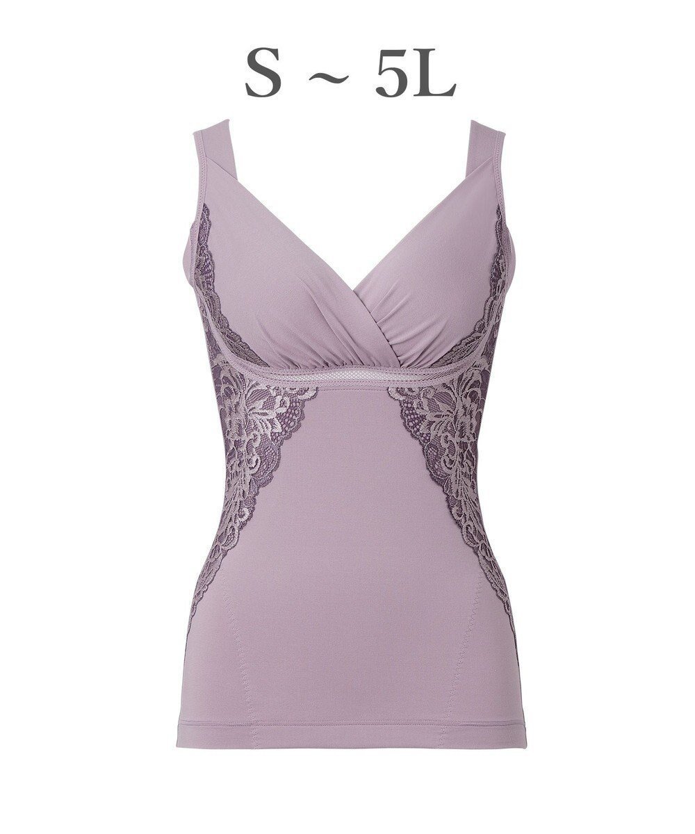 【ブラデリス ニューヨーク/BRADELIS New York】の【BRADELIS NewYork peace】綿混キャッチャーカップレースブラキャミ24 これ1枚でバストもお腹も程よく補正 綿混素材の補正下着 ボディスーツ インテリア・キッズ・メンズ・レディースファッション・服の通販 founy(ファニー) 　ファッション　Fashion　レディースファッション　WOMEN　トップス・カットソー　Tops/Tshirt　キャミソール / ノースリーブ　No Sleeves　下着・ランジェリー　Underwear　アンダーウェア　Underwear　アンダー　Under　インナー　Inner　シェイプ　Shape　ショーツ　Shorts　スーツ　Suit　スーピマ　Supima　タンク　Tank　なめらか　Smooth　パターン　Pattern　フィット　Fit　フラット　Flat　モチーフ　Motif　ランジェリー　Lingerie　レース　Race　ワイヤー　Wire　おすすめ　Recommend　筋トレ・ボディメイク　Training　ラベンダーモーヴ|ID: prp329100004357472 ipo3291000000030731575