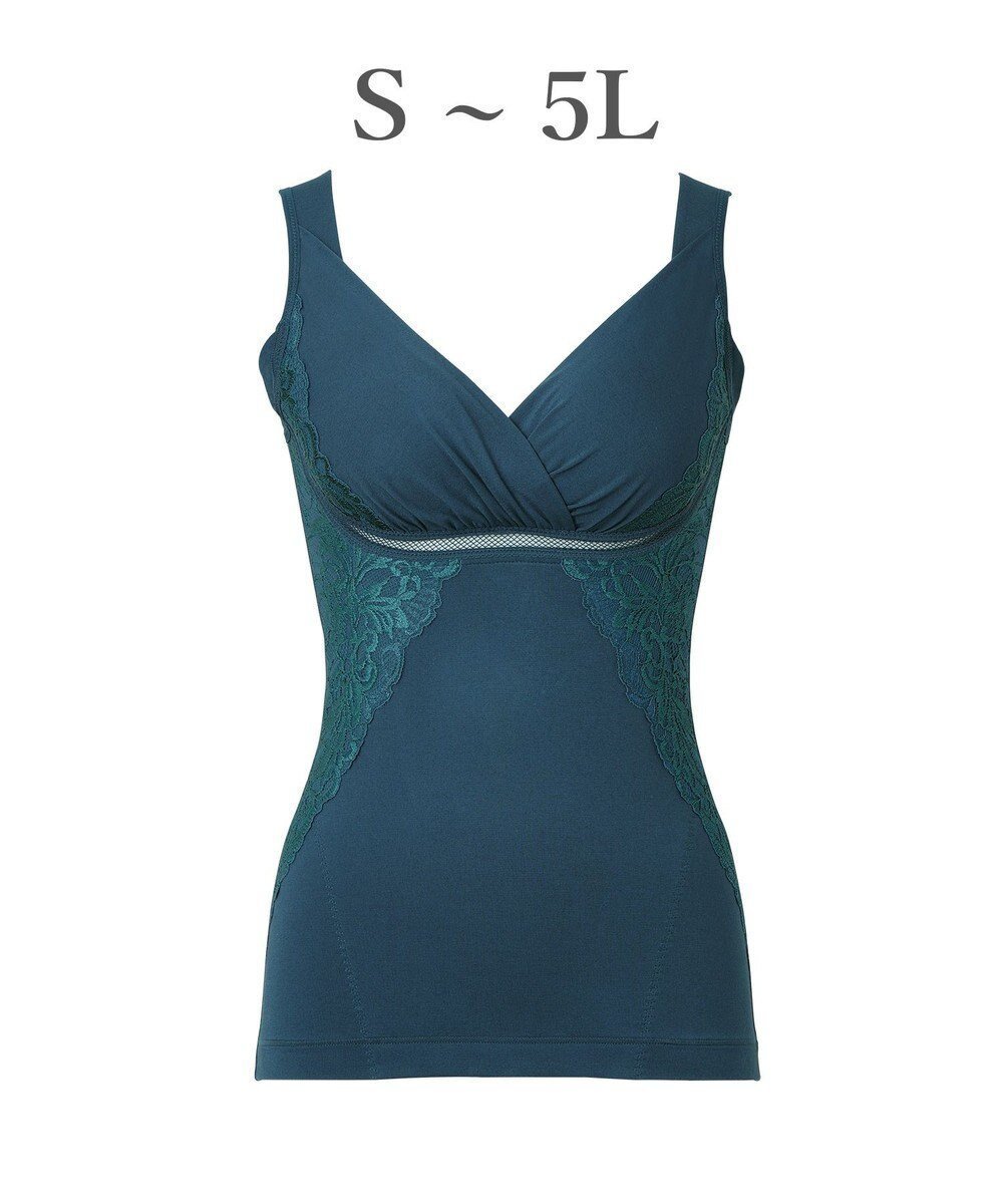【ブラデリス ニューヨーク/BRADELIS New York】の【BRADELIS NewYork peace】綿混キャッチャーカップレースブラキャミ24 これ1枚でバストもお腹も程よく補正 綿混素材の補正下着 ボディスーツ インテリア・キッズ・メンズ・レディースファッション・服の通販 founy(ファニー) 　ファッション　Fashion　レディースファッション　WOMEN　トップス・カットソー　Tops/Tshirt　キャミソール / ノースリーブ　No Sleeves　下着・ランジェリー　Underwear　アンダーウェア　Underwear　アンダー　Under　インナー　Inner　シェイプ　Shape　ショーツ　Shorts　スーツ　Suit　スーピマ　Supima　タンク　Tank　なめらか　Smooth　パターン　Pattern　フィット　Fit　フラット　Flat　モチーフ　Motif　ランジェリー　Lingerie　レース　Race　ワイヤー　Wire　おすすめ　Recommend　筋トレ・ボディメイク　Training　アンティークブルー|ID: prp329100004357472 ipo3291000000030731576