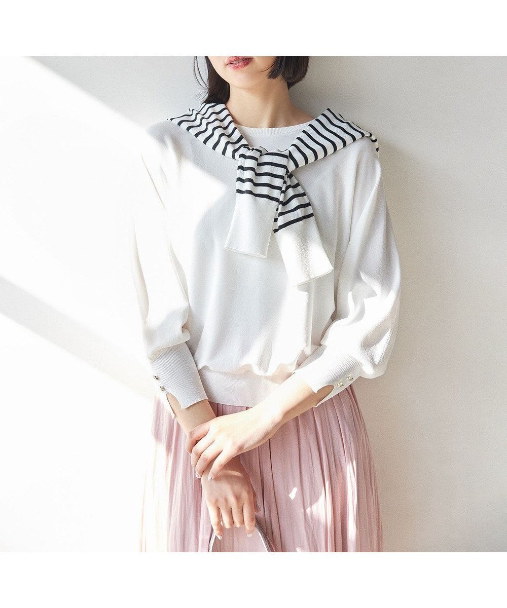 【組曲/KUMIKYOKU】の【接触冷感・UVカット】フラワーメタルドルマン ニット 人気、トレンドファッション・服の通販 founy(ファニー) 　ファッション　Fashion　レディースファッション　Ladies' Fashion Online　トップス・カットソー　Tops/Tshirt　ニット　Knit Tops　インナー　Inner　春　Spring　カフス　Cuffs　カーディガン　Cardigan　コンパクト　Compact　ショート　Short　ショール　Shawl　ストレッチ　Stretch　ストーン　Stone　スリット　Slit　スリーブ　Sleeve　セーター　Sweater　ドット　Dot　ボトム　Bottom　メタル　Metal　ロング　Long　S/S・春夏　Ss・Spring/Summer　夏　Summer　エレガント 上品　Elegant　 other-1|ID: prp329100004358513 ipo3291000000032551910