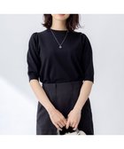 【組曲/KUMIKYOKU】の【接触冷感・UVカット】フラワーメタル ニットTシャツ ブラック|ID: prp329100004358514 ipo3291000000032550443