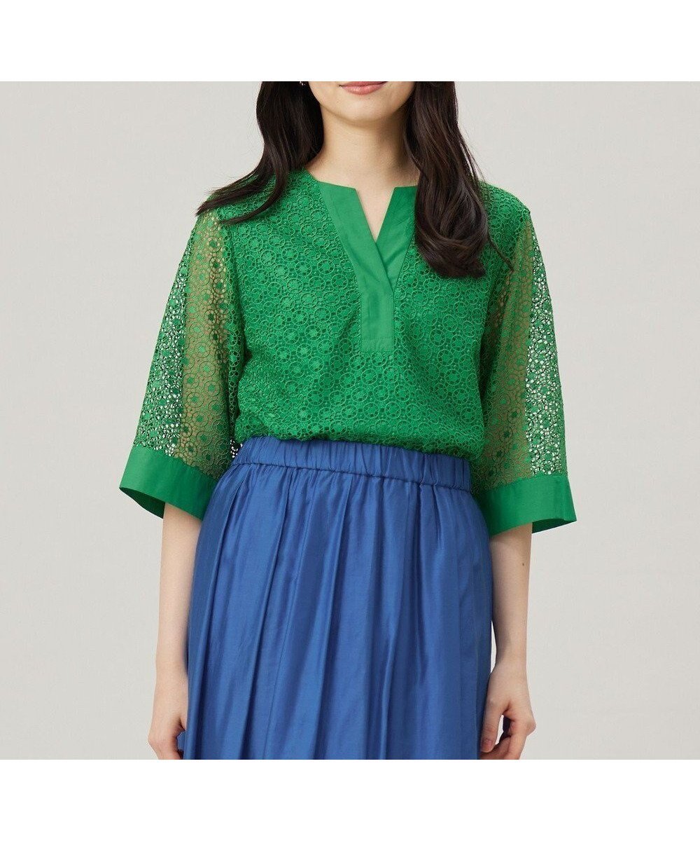 【自由区/JIYU-KU】の【洗える】ジオメトリックフラワーレースプルオーバー ブラウス インテリア・キッズ・メンズ・レディースファッション・服の通販 founy(ファニー) ファッション Fashion レディースファッション Fashion for Women トップス・カットソー Cut & Sew Tops シャツ・ブラウス・オフィスカジュアル Elegant Blouses & Button-Ups カジュアルプルオーバー・ニットトップス Pullovers & Knit Tops / Casual Pullovers アンティーク Antique-Inspired エレガント 上品 Elegant 春 Spring 洗える Machine Washable カフス Cuff Design サークル Circle, Round Design シンプル Simple, Minimal スカラップ Scallop, Scalloped Edge 透かし Cut-Out, Lacework 人気 Popular, Best Seller ビンテージ Vintage, Retro Style フラワー Flower, Floral ブロッキング Color Blocking, Panel Design ボトム Bottoms, Lower Wear 無地 Plain, Solid Color レース Lace, Lace Fabric ロンドン London Style, British Inspired S/S・春夏 SS, Spring/Summer, Warm Season 夏 Summer グリーン|ID: prp329100004358522 ipo3291000000033604357