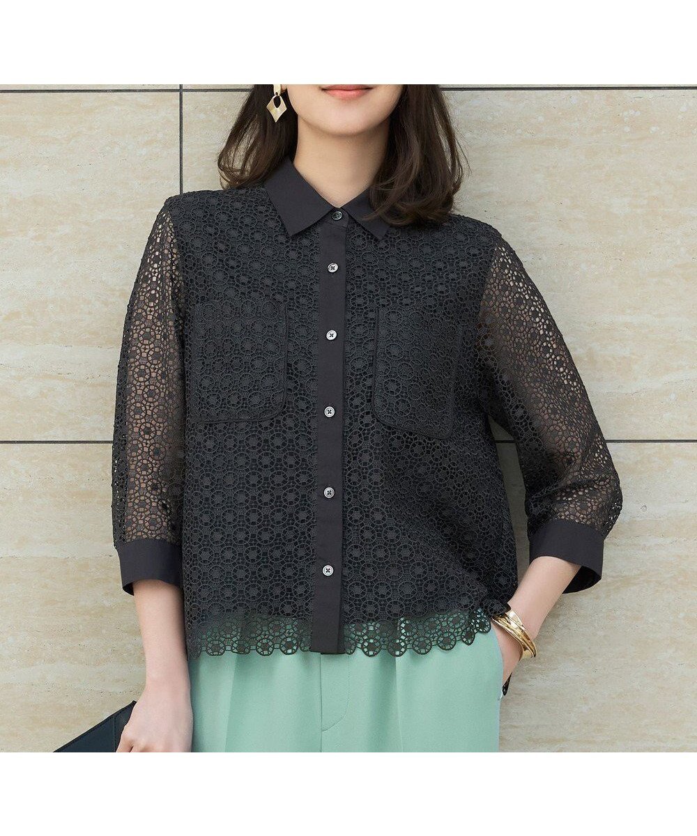 【自由区/JIYU-KU】の【ドラマ「明日はもっと いい日になる」着用】【洗える】ジオメトリックフラワーレースクロップド丈シャツ ブラウス インテリア・キッズ・メンズ・レディースファッション・服の通販 founy(ファニー) ファッション Fashion レディースファッション Fashion for Women トップス・カットソー Cut & Sew Tops シャツ・ブラウス・オフィスカジュアル Elegant Blouses & Button-Ups アンティーク Antique-Inspired エレガント 上品 Elegant 春 Spring 洗える Machine Washable カフス Cuff Design クロップド Cropped, Short Length サークル Circle, Round Design シンプル Simple, Minimal スカラップ Scallop, Scalloped Edge 透かし Cut-Out, Lacework トレンド Trend, Trending Now 人気 Popular, Best Seller バランス Balance, Style Balance ビンテージ Vintage, Retro Style フラワー Flower, Floral ブロッキング Color Blocking, Panel Design ボトム Bottoms, Lower Wear ポケット Pocket, Pocket Detail 無地 Plain, Solid Color レース Lace, Lace Fabric ロンドン London Style, British Inspired S/S・春夏 SS, Spring/Summer, Warm Season 夏 Summer スレート|ID: prp329100004358526 ipo3291000000033349695