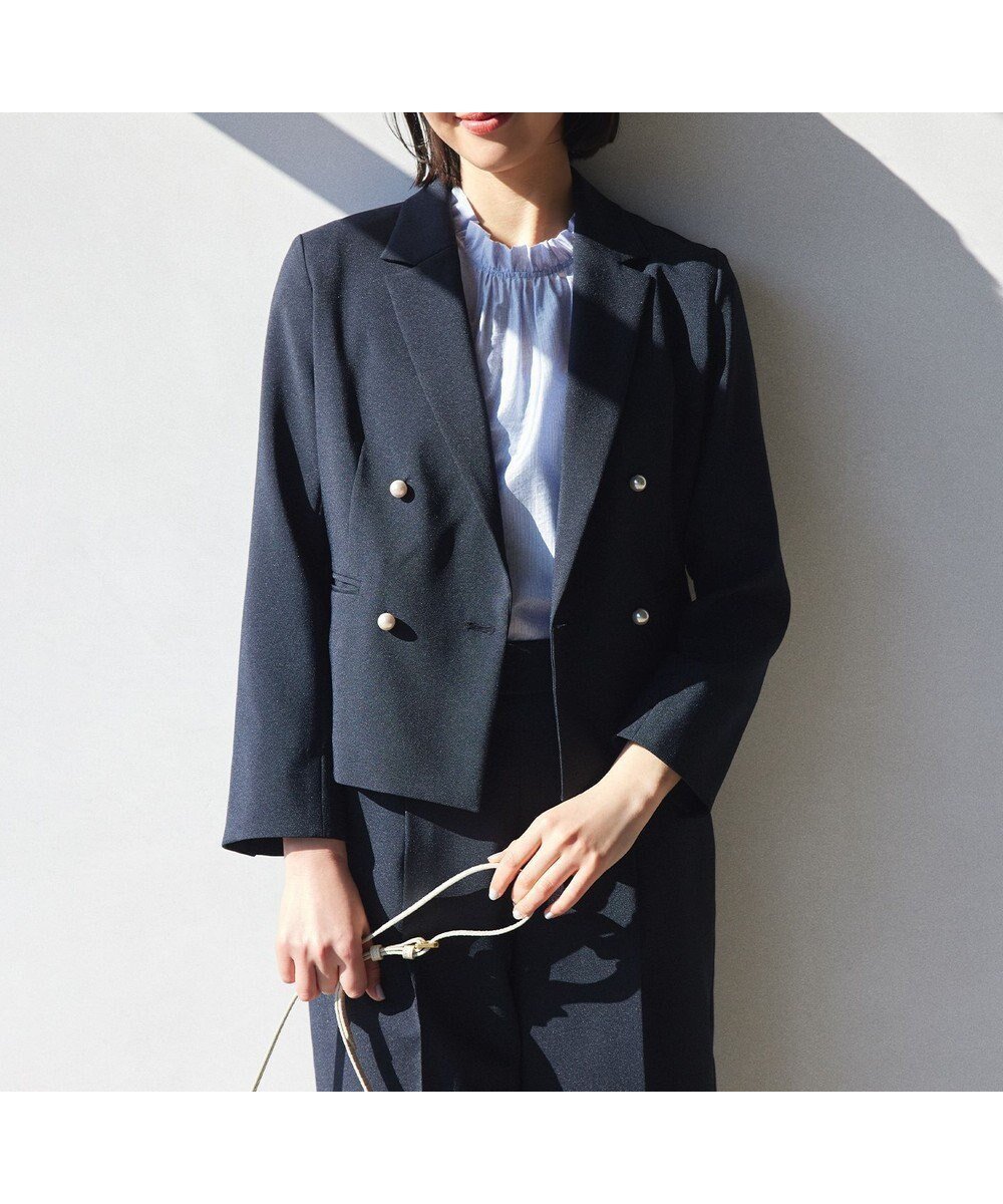 【組曲/KUMIKYOKU】のオシャクロス ジャケット インテリア・キッズ・メンズ・レディースファッション・服の通販 founy(ファニー) 　ファッション　Fashion　レディースファッション　Fashion for Women　アウター　Coat / Outerwear Collection　レディースジャケット・軽アウター　Jackets　テーラードジャケット / 通勤・きれいめスタイル　Tailored Jackets & Blazers　オックス　Oxford Fabric　春　Spring　ガウチョパンツ　Gaucho Pants, Culottes　ジャケット　Jacket, Outerwear　スマート　Smart, Elegant　スリット　Slit, Slit Detail　ダブル　Double, Double-Breasted　パール　Pearl, Pearl Accent　フィット　Fit, Slim Fit　ボトム　Bottoms, Lower Wear　S/S・春夏　SS, Spring/Summer, Warm Season　夏　Summer　ネイビー系|ID: prp329100004358628 ipo3291000000032546743