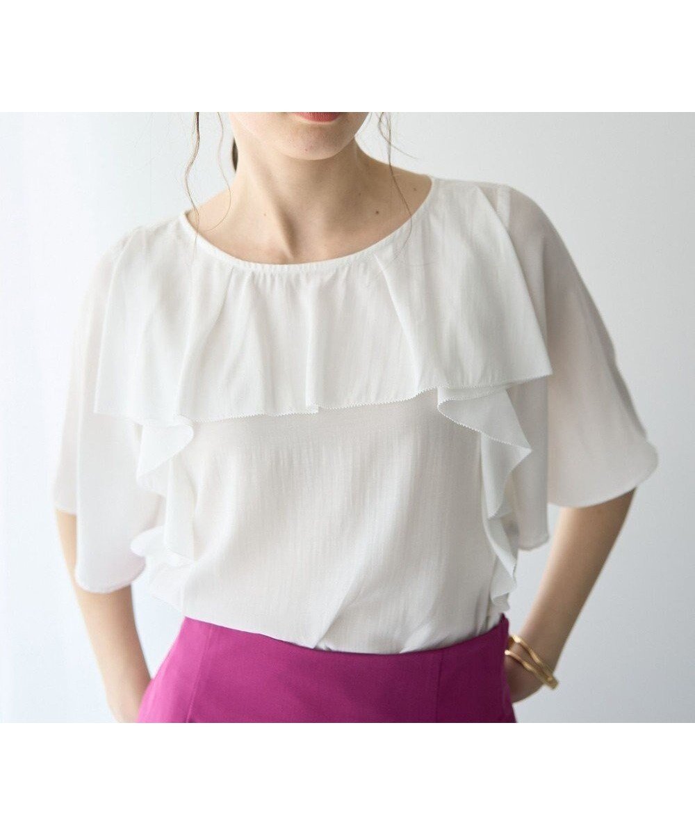 【イェッカ ヴェッカ/YECCA VECCA】のラッフルシアーブラウス 人気、トレンドファッション・服の通販 founy(ファニー) 　ファッション　Fashion　レディースファッション　WOMEN　トップス・カットソー　Tops/Tshirt　シャツ/ブラウス　Shirts/Blouses　おすすめ　Recommend　シアー　Sheer　ヘムライン　Hemline　ボトム　Bottom　ポケット　Pocket　夏　Summer　春　Spring　S/S・春夏　Ss・Spring/Summer　 other-1|ID: prp329100004358670 ipo3291000000031812781