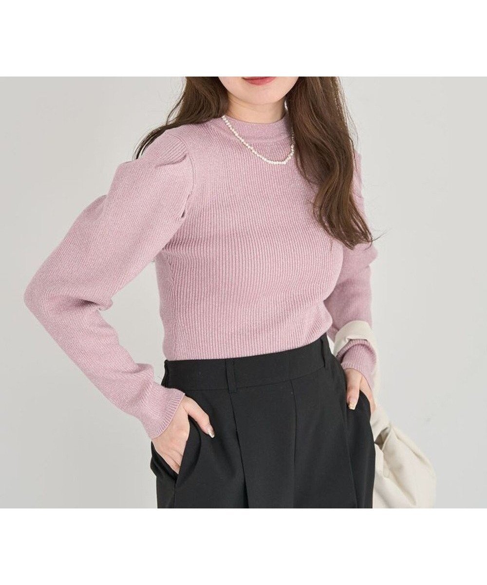 【グリーンパークス/Green Parks】の・swing by ラメニットパワーショルダー インテリア・キッズ・メンズ・レディースファッション・服の通販 founy(ファニー) 　ファッション　Fashion　レディースファッション　Fashion for Women　トップス・カットソー　Cut & Sew Tops　ニット　Knit Tops & Sweaters　ショルダー　Shoulder, Shoulder Strap　シンプル　Simple, Minimal　セーター　Sweater, Knitwear　トレンド　Trend, Trending Now　ポケット　Pocket, Pocket Detail　エレガント 上品　Elegant　再入荷　Restock / Back in Stock　夏　Summer　春　Spring　S/S・春夏　SS, Spring/Summer, Warm Season　Pink|ID: prp329100004358696 ipo3291000000031866813