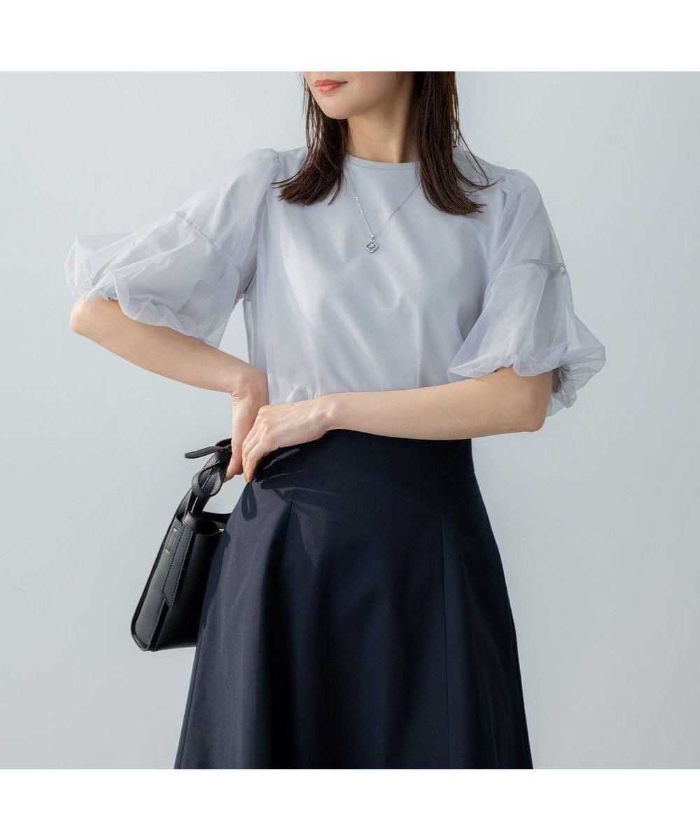 【組曲/KUMIKYOKU】の【VERY掲載・WEB限定】チュールカバー カットソー 人気、トレンドファッション・服の通販 founy(ファニー) 　雑誌掲載アイテム　Magazine Items　ファッション雑誌　Fashion Magazines　ヴェリィ　VERY　ファッション　Fashion　レディースファッション　WOMEN　トップス・カットソー　Tops/Tshirt　シャツ/ブラウス　Shirts/Blouses　ロング / Tシャツ　T-Shirts　カットソー　Cut and Sewn　エレガント 上品　Elegant　カットソー　Cut And Sew　シンプル　Simple　ストレッチ　Stretch　チュール　Tulle　再入荷　Restock/Back In Stock/Re Arrival　夏　Summer　春　Spring　S/S・春夏　Ss・Spring/Summer　雑誌　Magazine　 other-1|ID: prp329100004363346 ipo3291000000032152522