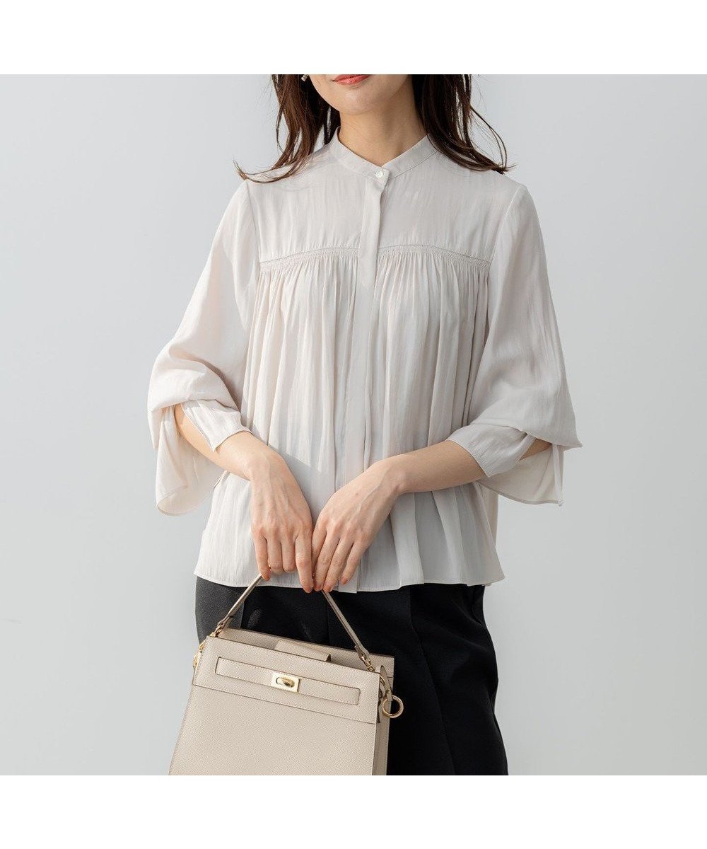 【組曲/KUMIKYOKU】の【WEB限定】ギャザーライトデシン ブラウス 人気、トレンドファッション・服の通販 founy(ファニー) 　ファッション　Fashion　レディースファッション　WOMEN　トップス・カットソー　Tops/Tshirt　シャツ/ブラウス　Shirts/Blouses　エレガント 上品　Elegant　春　Spring　ギャザー　Gather　シャーリング　Shirring　スリット　Slit　スリーブ　Sleeve　セットアップ　Set Up　ビンテージ　Vintage　ブラウジング　Browsing　S/S・春夏　Ss・Spring/Summer　おすすめ　Recommend　お家時間・ステイホーム　Home Time/Stay Home　夏　Summer　旅行　Travel　ビジネス 仕事 通勤　Business　 other-1|ID: prp329100004363347 ipo3291000000030818562