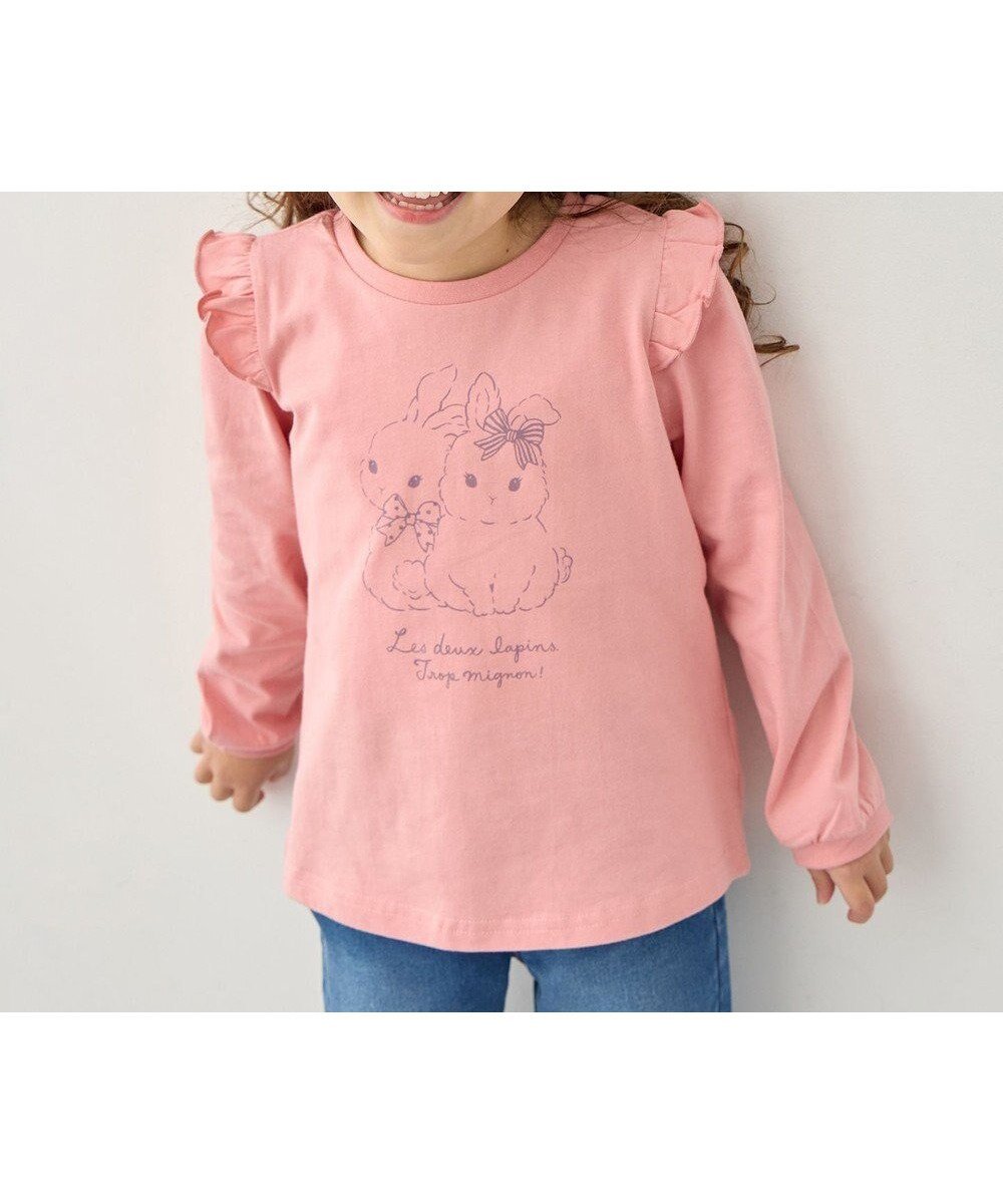 【エニィ/ANY / KIDS】の【WEB限定】7days プリント 長袖Tシャツ インテリア・キッズ・メンズ・レディースファッション・服の通販 founy(ファニー) 　ファッション　Fashion　キッズファッション　Fashion for Kids　トップス・カットソー　Cut & Sew Tops　春　Spring　カットソー　Cut and Sewn Top　長袖　Long Sleeve, Full Sleeve　プリント　Print, Printed Pattern　ポケット　Pocket, Pocket Detail　A/W・秋冬　Autumn/Winter　S/S・春夏　SS, Spring/Summer, Warm Season　プチプライス・低価格　Affordable / Budget Price　おすすめ　Recommended / Our Picks　夏　Summer　ピンク×ウサギ|ID: prp329100004364215 ipo3291000000035555980
