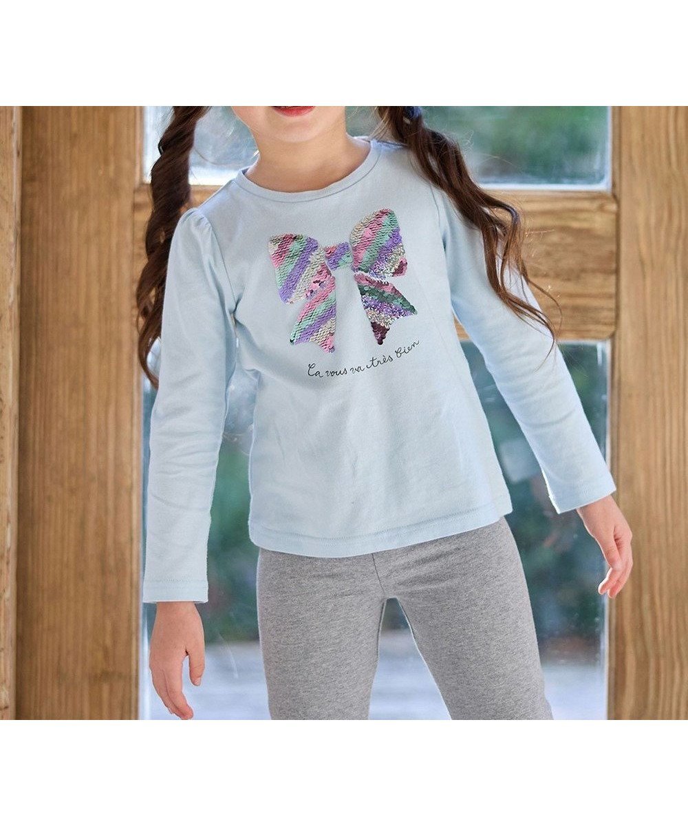 【エニファム/any FAM / KIDS】のミラクルスパンコール長袖Tシャツ インテリア・キッズ・メンズ・レディースファッション・服の通販 founy(ファニー) 　ファッション　Fashion　キッズファッション　KIDS Children’s Clothing　トップス・カットソー　Tops/Tees/Kids　カットソー　Cut And Sew　スパンコール　Sequins　パターン　Pattern　ポケット　Pocket　モチーフ　Motif　夏　Summer　定番　Standard　春　Spring　S/S・春夏　Ss・Spring/Summer　長袖　Long Sleeve　サックスブルー(リボン)|ID: prp329100004364216 ipo3291000000032308998