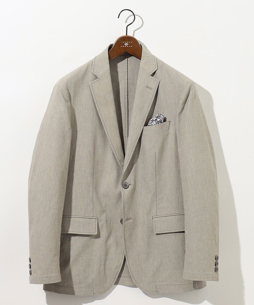 【ジョセフ アブード/JOSEPH ABBOUD / MEN】の【清涼/ストレッチ】ストレッチリネンシャンブレー ジャケット インテリア・キッズ・メンズ・レディースファッション・服の通販 founy(ファニー) 　ファッション　Fashion　メンズファッション　MEN　アウター　Coats Outerwear/Men　テーラードジャケット　Tailored Jackets　春　Spring　今季　This Season　軽量　Lightweight　ジャケット　Jacket　ストレッチ　Stretch　セットアップ　Set Up　テーラード　Tailored　プリント　Print　ポケット　Pocket　S/S・春夏　Ss・Spring/Summer　NEW・新作・新着・新入荷　New Arrivals　夏　Summer　ベージュ系|ID: prp329100004364239 ipo3291000000030519225