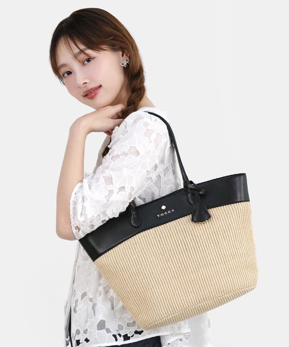 【トッカ/TOCCA】の【A4サイズ対応】COLOR of AUBE BASKET かごバッグ インテリア・キッズ・メンズ・レディースファッション・服の通販 founy(ファニー) 　ファッション　Fashion　レディースファッション　Fashion for Women　バッグ　Bags　シンプル　Simple, Minimal　ジップ　Zip, Zipper　財布　Wallet, Purse　フォルム　Silhouette, Form　ポケット　Pocket, Pocket Detail　リゾート　Resort, Vacation Style　S/S・春夏　SS, Spring/Summer, Warm Season　おすすめ　Recommended / Our Picks　夏　Summer　旅行　Travel　ビジネス 仕事 通勤　Business / Work / Commuting　2025年　2025　2025春夏・S/S　Spring/Summer 2025 SS25　ブラック|ID: prp329100004365442 ipo3291000000032050440