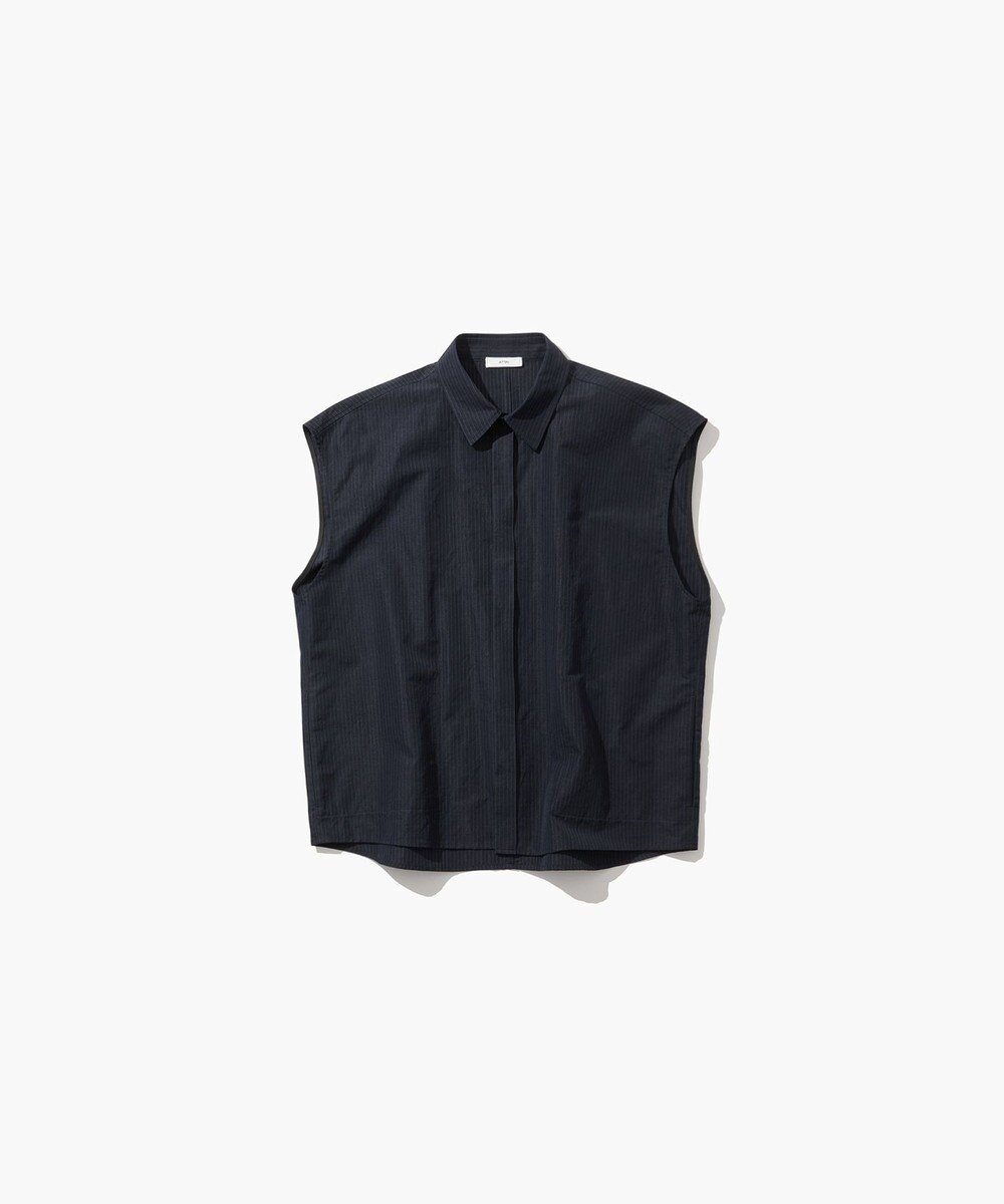 【エイトン/ATON】のSILK LINEN SHANTUNG シャツベスト インテリア・キッズ・メンズ・レディースファッション・服の通販 founy(ファニー) 　ファッション　Fashion　レディースファッション　WOMEN　アウター　Coat Outerwear　トップス・カットソー　Tops/Tshirt　シャツ/ブラウス　Shirts/Blouses　ベスト/ジレ　Gilets/Vests　シャンタン　Shantung　シルク　Silk　スリーブ　Sleeve　ドレス　Dress　フレンチ　French　フロント　Front　ベスト　Vest　ラップ　Wrap　リネン　Linen　夏　Summer　春　Spring　S/S・春夏　Ss・Spring/Summer　PIN STRIPE|ID: prp329100004365448 ipo3291000000031941515