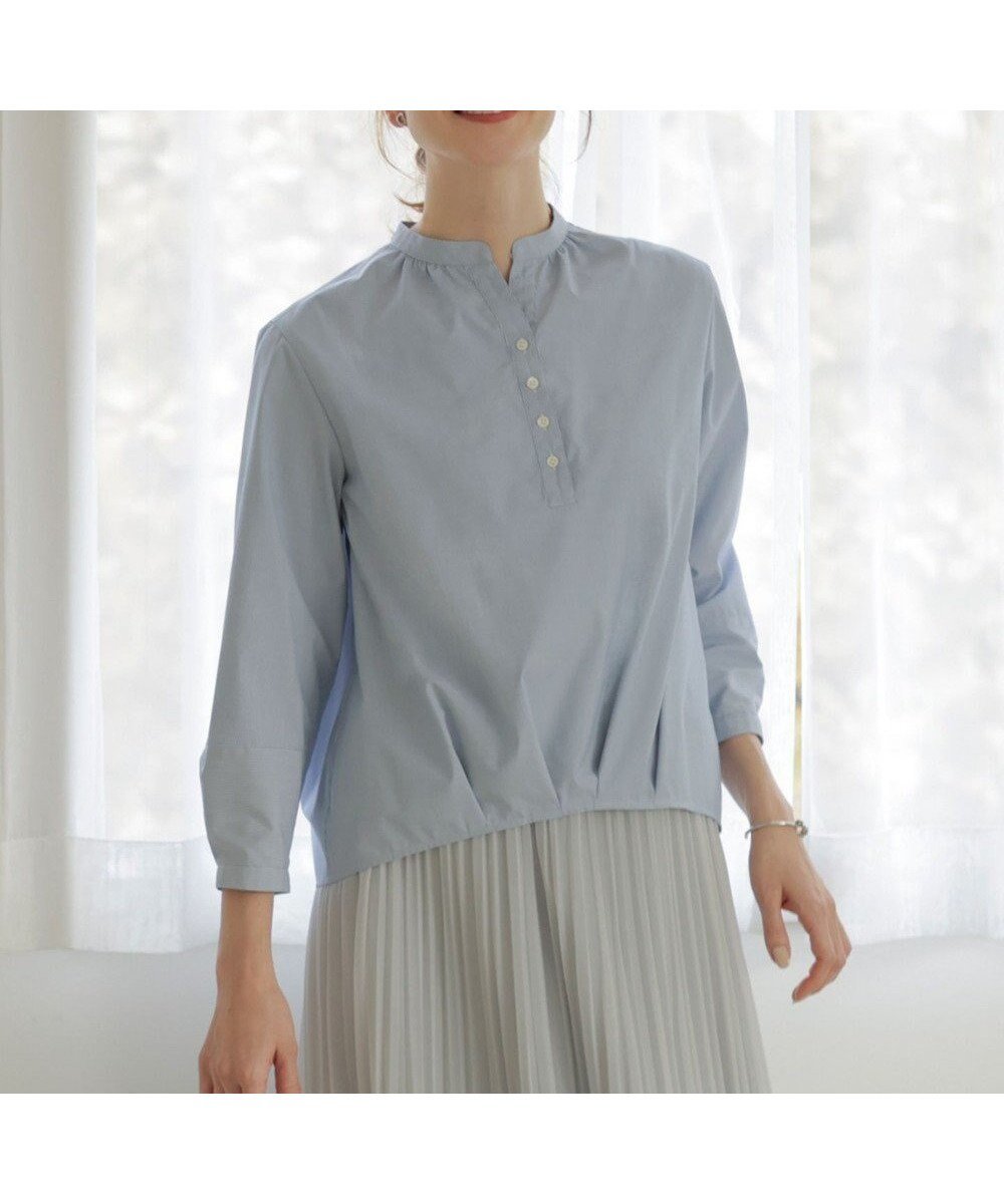 【ジェイ プレス/J.PRESS】の【洗える・接触冷感・UVケア】エステネージュストライプ コクーン ブラウス インテリア・キッズ・メンズ・レディースファッション・服の通販 founy(ファニー) 　ファッション　Fashion　レディースファッション　Fashion for Women　トップス・カットソー　Cut & Sew Tops　シャツ・ブラウス・オフィスカジュアル　Elegant Blouses & Button-Ups　コクーン　Cocoon, Cocoon Silhouette　ブレスレット　Bracelet, Wristband　夏　Summer　春　Spring　S/S・春夏　SS, Spring/Summer, Warm Season　洗える　Machine Washable　ブルーストライプ系|ID: prp329100004371796 ipo3291000000033552702