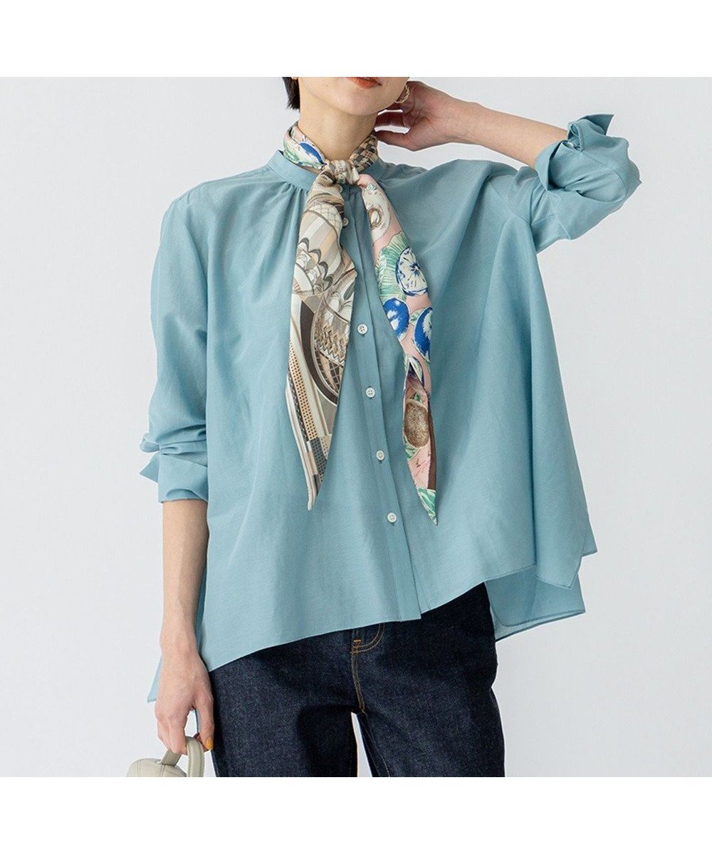 【23区/NIJYUSANKU】の【洗える】シアーコットンシルク ハンカチーフヘム デザイン シャツ インテリア・キッズ・メンズ・レディースファッション・服の通販 founy(ファニー) 　ファッション　Fashion　レディースファッション　Fashion for Women　トップス・カットソー　Cut & Sew Tops　シャツ・ブラウス・オフィスカジュアル　Elegant Blouses & Button-Ups　イエロー　Yellow　エアリー　Airy Texture　春　Spring　洗える　Machine Washable　シャーリング　Shirring, Ruched　シルク　Silk, 100% Silk　ヘムライン　Hemline, Bottom Cut　ロング　Long, Long-Length　S/S・春夏　SS, Spring/Summer, Warm Season　夏　Summer　2025年　2025　2025春夏・S/S　Spring/Summer 2025 SS25　セージ系|ID: prp329100004371871 ipo3291000000033353792