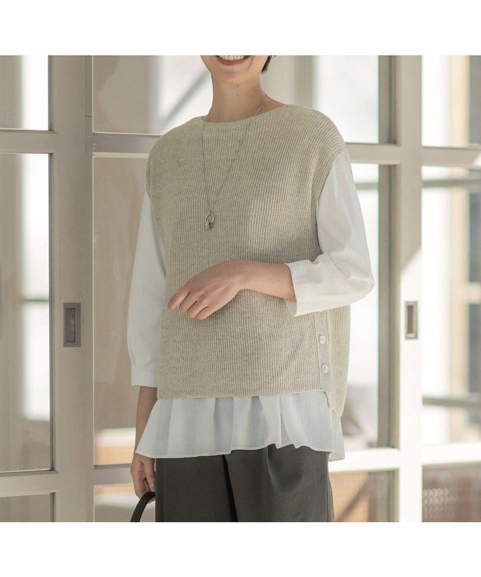 【ジェイ プレス/J.PRESS】の【洗える】Linen Cotton Vest ニット ベスト インテリア・キッズ・メンズ・レディースファッション・服の通販 founy(ファニー) https://founy.com/ ファッション Fashion レディースファッション Fashion for Women アウター Coat / Outerwear Collection トップス・カットソー Cut & Sew Tops ニット Knit Tops & Sweaters ベスト&ジレ / 重ね着スタイル Vests & Gilets インナー Innerwear カットソー Cut and Sewn Top クラシック Classic, Timeless Style スリット Slit, Slit Detail ベスト Vest, Waistcoat 夏 Summer 春 Spring S/S・春夏 SS, Spring/Summer, Warm Season 洗える Machine Washable 畦 Ribbed Knit |ID: prp329100004372212 ipo3291000000033617951