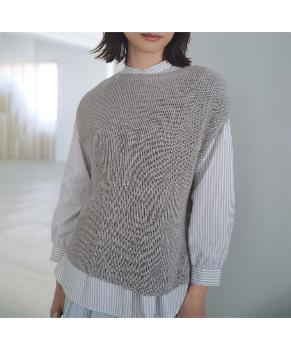 【ジェイ プレス/J.PRESS】の【洗える】Linen Cotton Vest ニット ベスト インテリア・キッズ・メンズ・レディースファッション・服の通販 founy(ファニー) 　ファッション　Fashion　レディースファッション　Fashion for Women　アウター　Coat / Outerwear Collection　トップス・カットソー　Cut & Sew Tops　ニット　Knit Tops & Sweaters　ベスト&ジレ / 重ね着スタイル　Vests & Gilets　インナー　Innerwear　カットソー　Cut and Sewn Top　クラシック　Classic, Timeless Style　スリット　Slit, Slit Detail　ベスト　Vest, Waistcoat　夏　Summer　春　Spring　S/S・春夏　SS, Spring/Summer, Warm Season　洗える　Machine Washable　畦　Ribbed Knit　モカグレー系|ID: prp329100004372212 ipo3291000000033617953