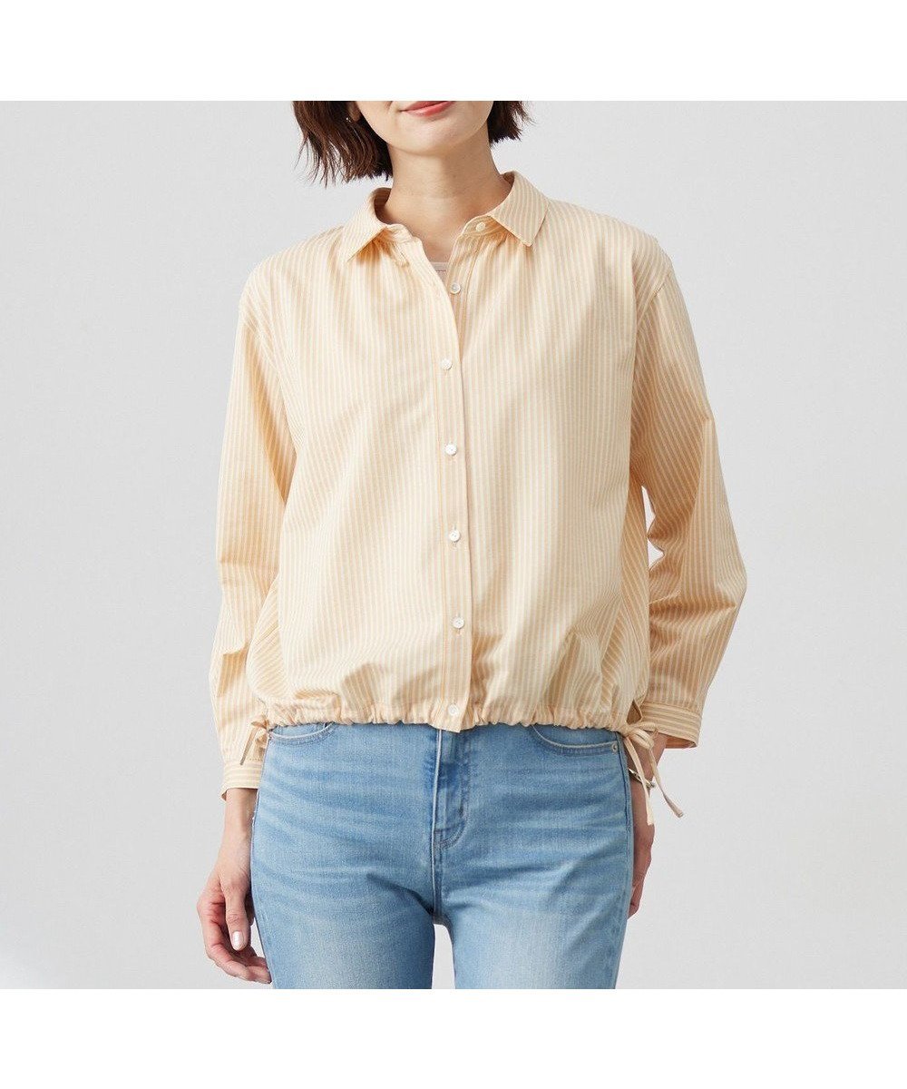 【ジェイ プレス/J.PRESS】のJカミーチェストライプ シャツカラー カットソー インテリア・キッズ・メンズ・レディースファッション・服の通販 founy(ファニー) 　ファッション　Fashion　レディースファッション　Fashion for Women　トップス・カットソー　Cut & Sew Tops　シャツ・ブラウス・オフィスカジュアル　Elegant Blouses & Button-Ups　ロングTシャツ・Tシャツ　Longline T-Shirts & Tees　カットソー・ベーシックTシャツ　Cut-and-Sewn Tops / Stretch Tees & Basics　カットソー　Cut and Sewn Top　ギャザー　Gathered, Ruffled　ストライプ　Stripe, Striped Pattern　ストレッチ　Stretch, Stretchy Fabric　リボン　Ribbon, Bow　夏　Summer　春　Spring　S/S・春夏　SS, Spring/Summer, Warm Season　オレンジストライプ系|ID: prp329100004372220 ipo3291000000033581999
