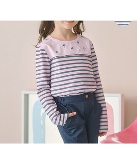 【組曲 / KIDS/KUMIKYOKU】の【110-140㎝】フラワー刺繍ボーダー Tシャツ 人気、トレンドファッション・服の通販 founy(ファニー) ファッション Fashion キッズファッション KIDS トップス・カットソー Tops/Tees/Kids NEW・新作・新着・新入荷 New Arrivals カットソー Cut And Sew フラワー Flower プレーン Plane ボーダー Border 夏 Summer 春 Spring S/S・春夏 Ss・Spring/Summer |ID:prp329100004372666