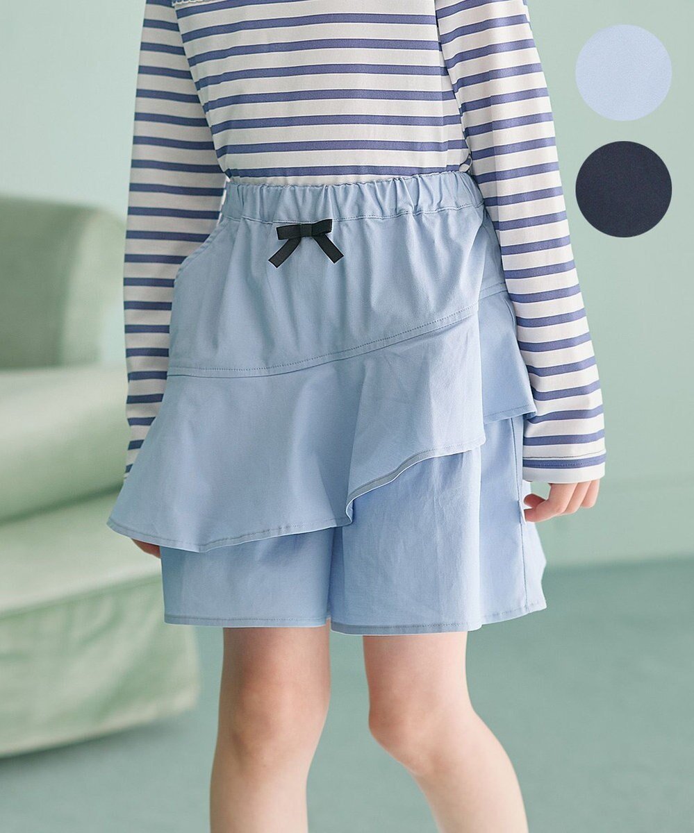 【組曲 / KIDS/KUMIKYOKU】の【110-140㎝】アシンメトリーフリル キュロット 人気、トレンドファッション・服の通販 founy(ファニー) 　ファッション　Fashion　キッズファッション　KIDS Children’s Clothing　ボトムス　Bottoms/Kids　アシンメトリー　Asymmetry　キュロット　Culottes　ツイル　Twill　フリル　Frills　フロント　Front　ポケット　Pocket　リボン　Ribbon　夏　Summer　春　Spring　S/S・春夏　Ss・Spring/Summer　 other-1|ID: prp329100004372667 ipo3291000000032633409