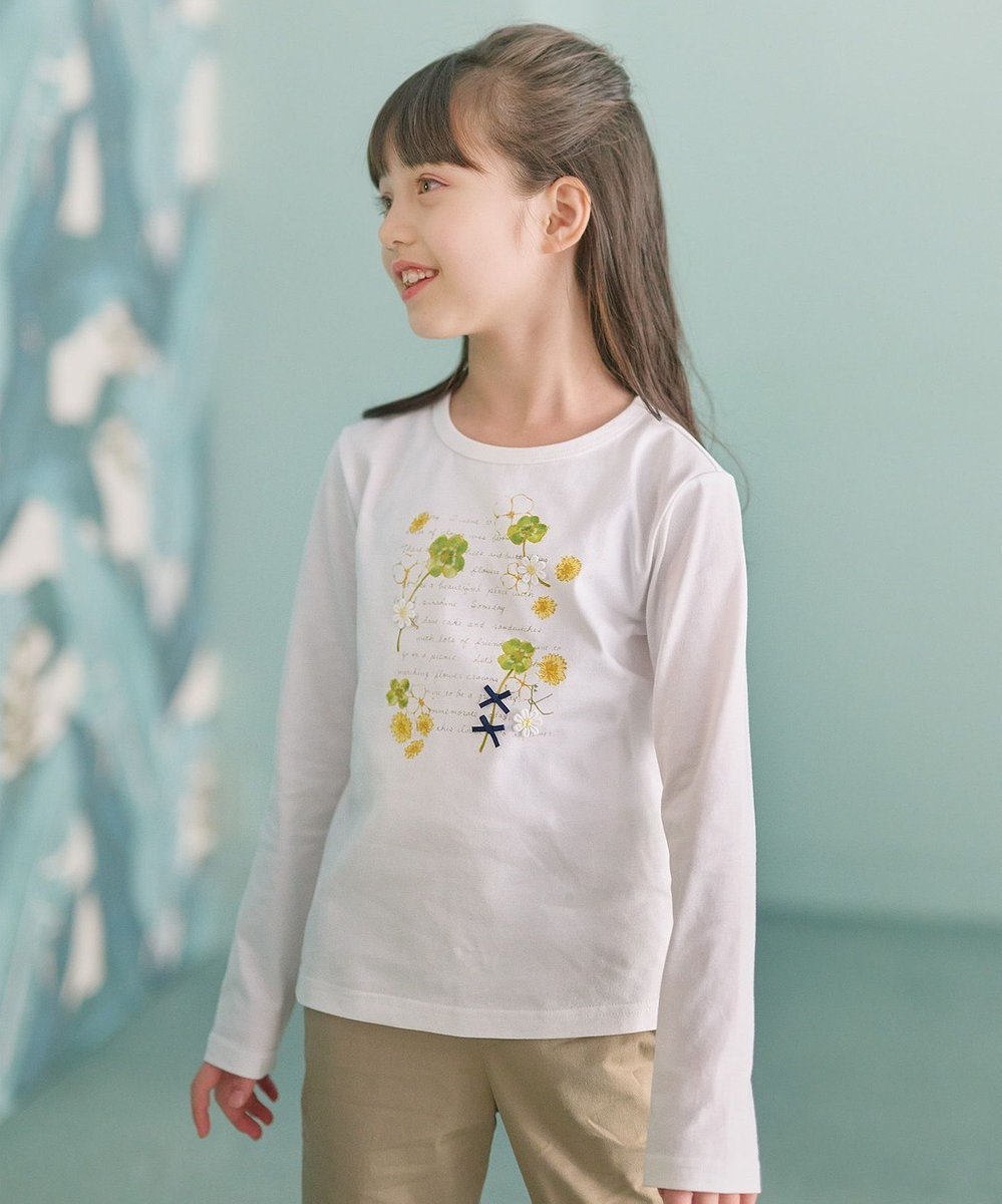 【組曲 / KIDS/KUMIKYOKU】の【110-140㎝】オシバナクローバー Tシャツ インテリア・キッズ・メンズ・レディースファッション・服の通販 founy(ファニー) 　ファッション　Fashion　キッズファッション　KIDS Children’s Clothing　トップス・カットソー　Tops/Tees/Kids　イエロー　Yellow　カットソー　Cut And Sew　コレクション　Collection　プリント　Print　プレーン　Plane　モチーフ　Motif　レース　Race　夏　Summer　春　Spring　S/S・春夏　Ss・Spring/Summer　オフホワイト系|ID: prp329100004372669 ipo3291000000032633273