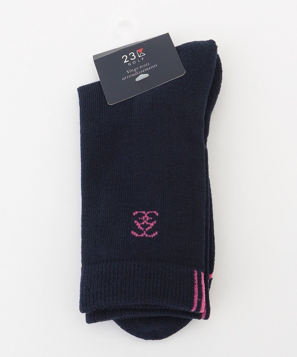 【23区 ゴルフ/NIJYUSANKU GOLF】の【WOMEN】カラーラインソックス インテリア・キッズ・メンズ・レディースファッション・服の通販 founy(ファニー) 　ファッション　Fashion　レディースファッション　Ladies' Fashion Online　ソックス　Socks　レッグウェア　Legwear　アクリル　Acrylic　ソックス　Socks　レギュラー　Regular　ワンポイント　One Point　ネイビー系|ID: prp329100004372713 ipo3291000000032237129